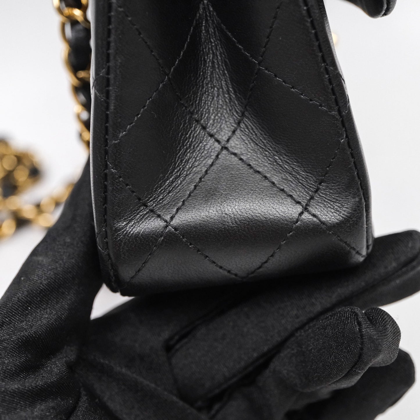 Chanel Small Classic Flap Quilted Black Lambskin Gold Hardware