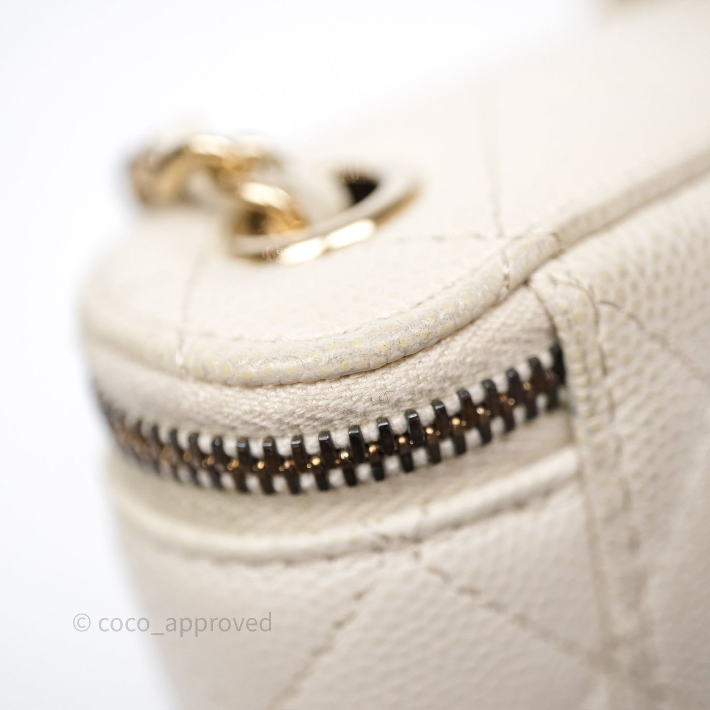 Chanel Classic Mini Vanity With Chain Light Beige Caviar Gold Hardware