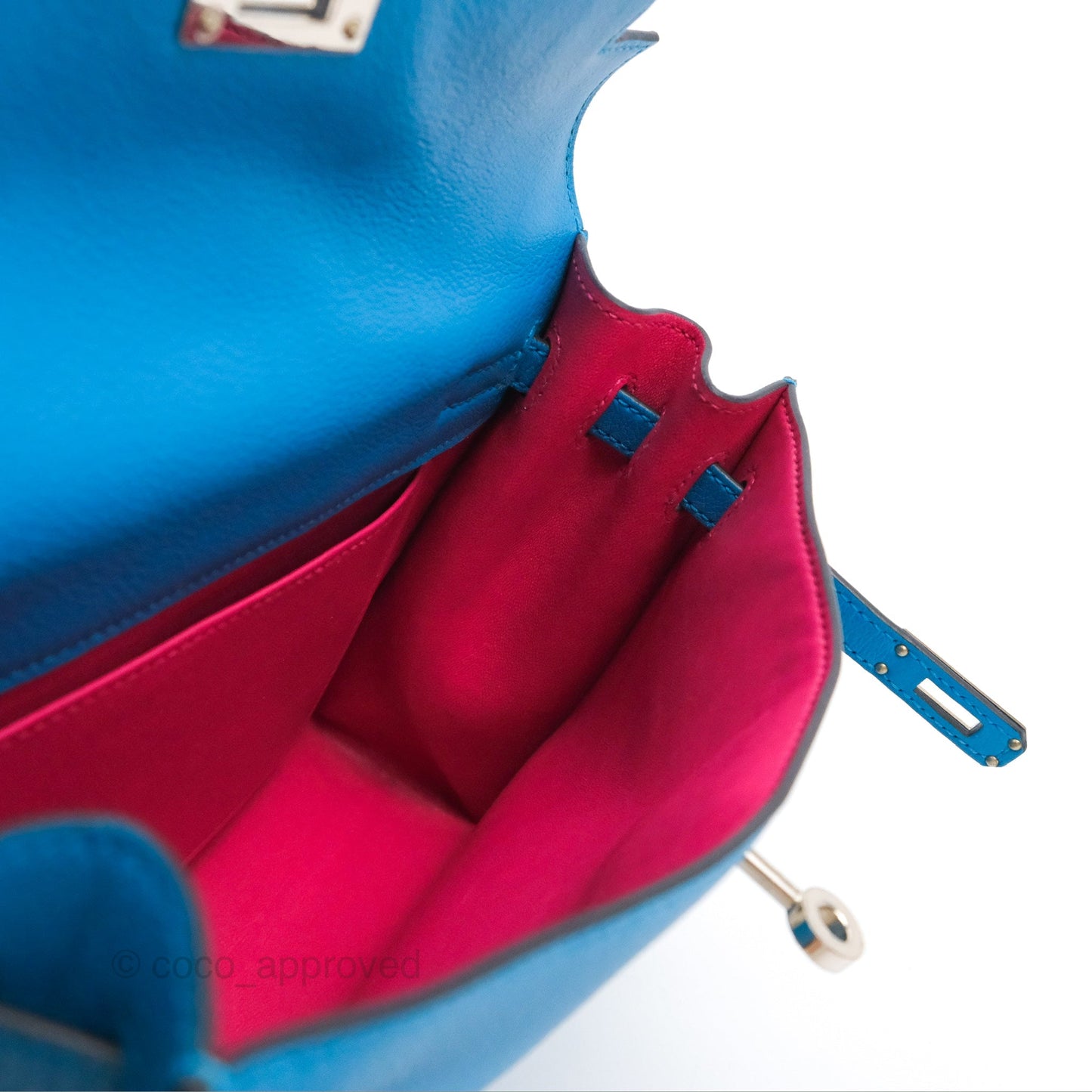 Hermès Kelly Danse II Bag Verso Veau Evercolor Bleu Frida/ Rose Mexico Palladium Hardware
