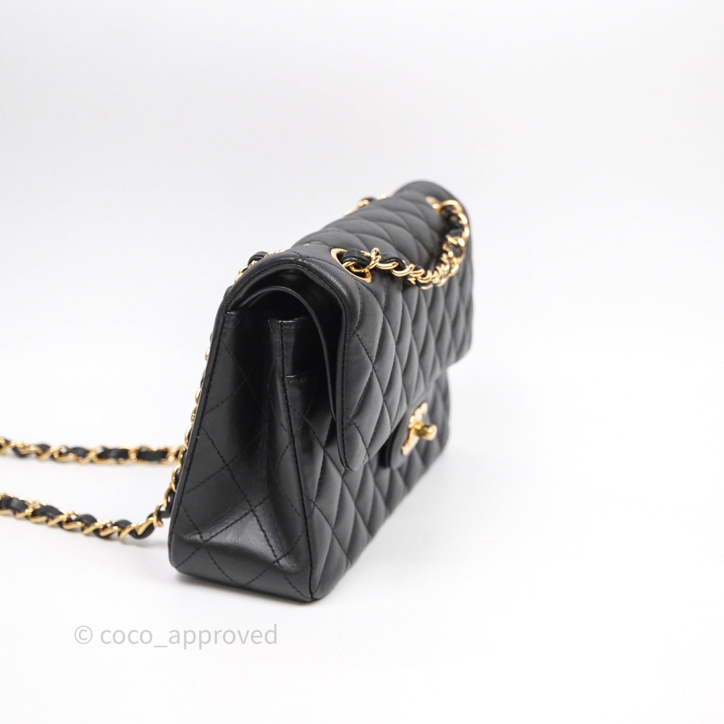 Chanel Small Classic Flap Quilted Black Lambskin Gold Hardware