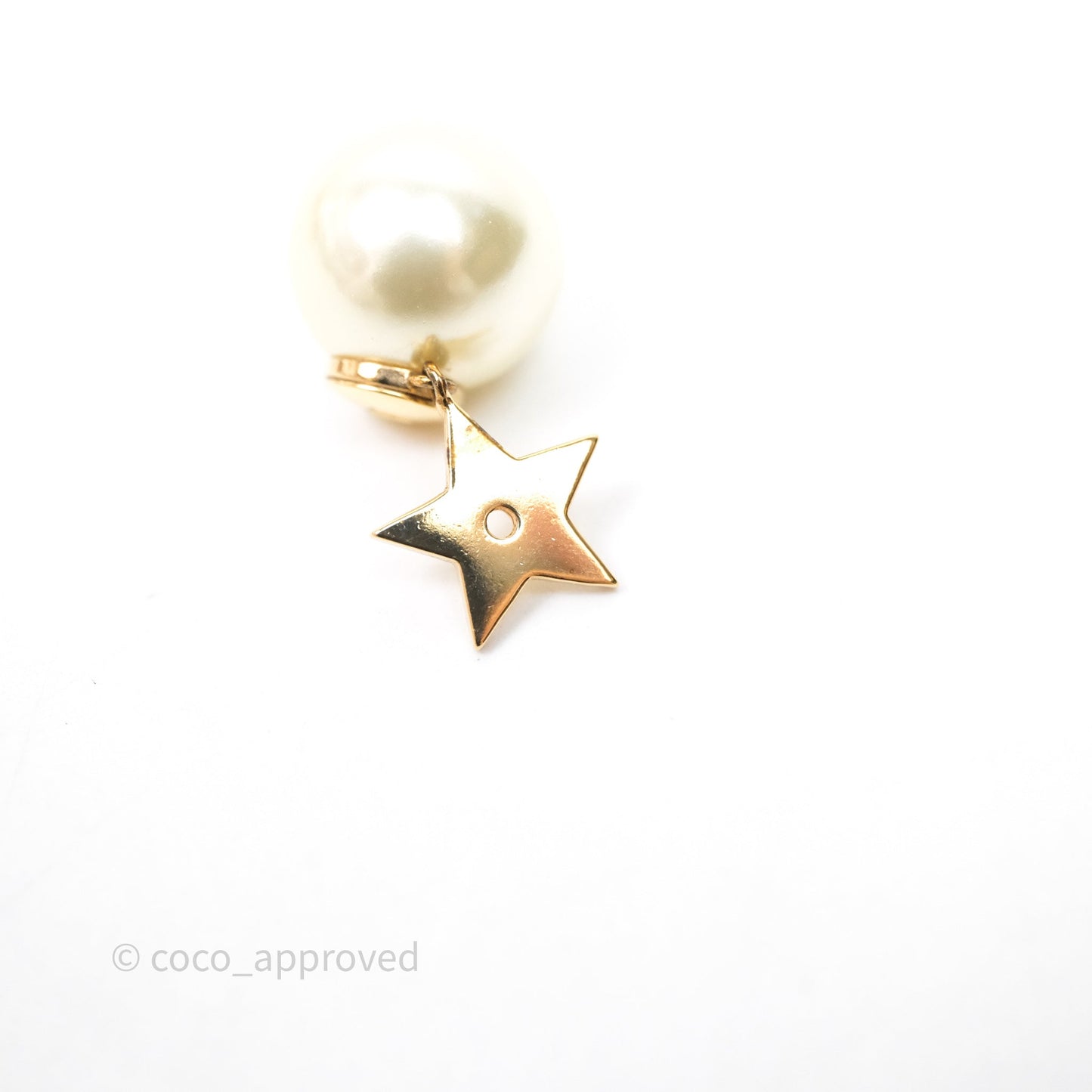 Christian Dior Pearl Tribales CD Drop Star Earrings Gold Tone