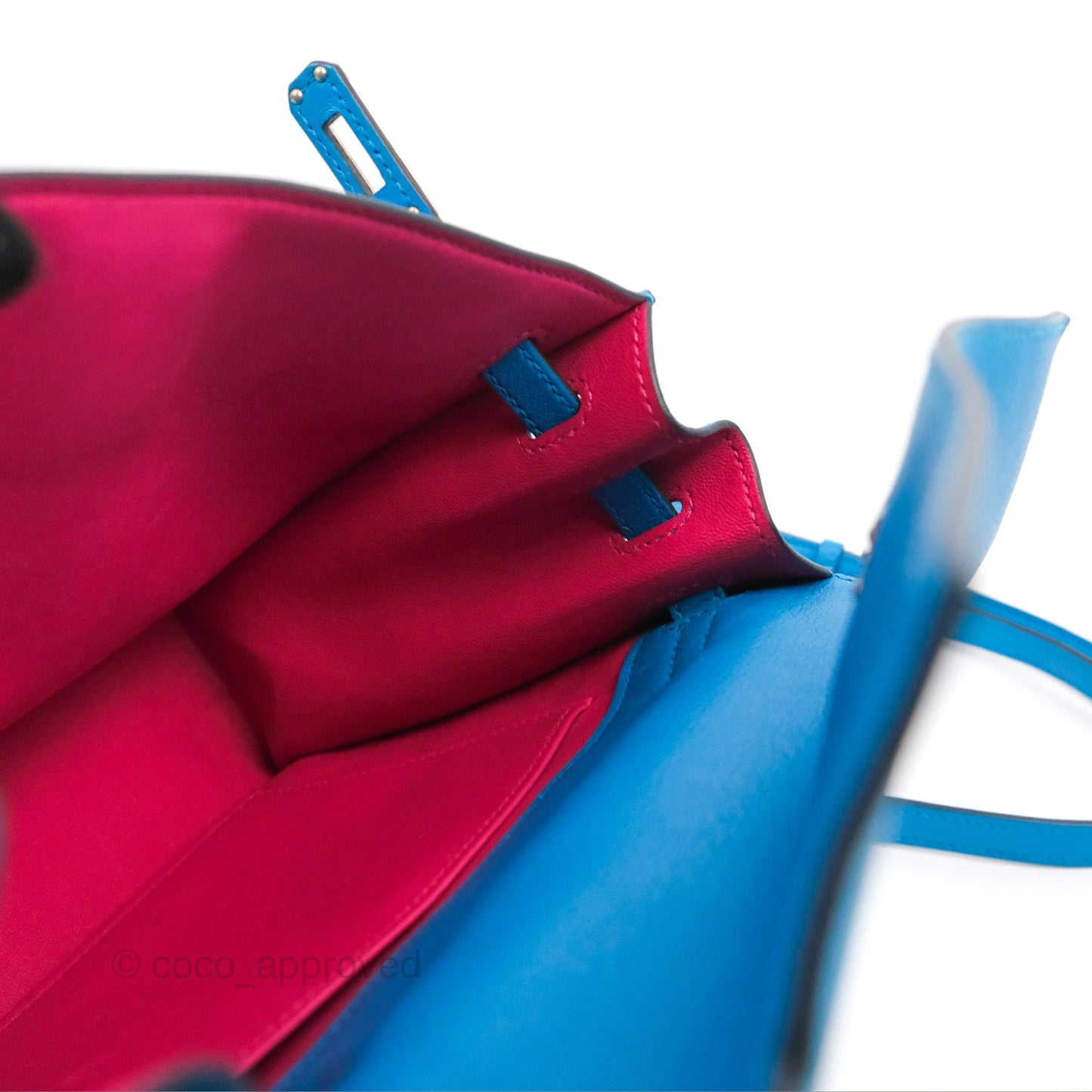 Hermès Kelly Danse II Bag Verso Veau Evercolor Bleu Frida/ Rose Mexico Palladium Hardware