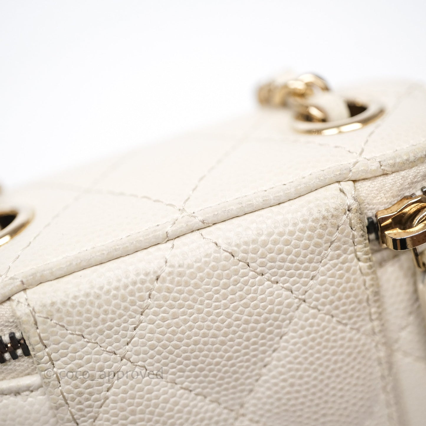 Chanel Classic Mini Vanity With Chain Light Beige Caviar Gold Hardware