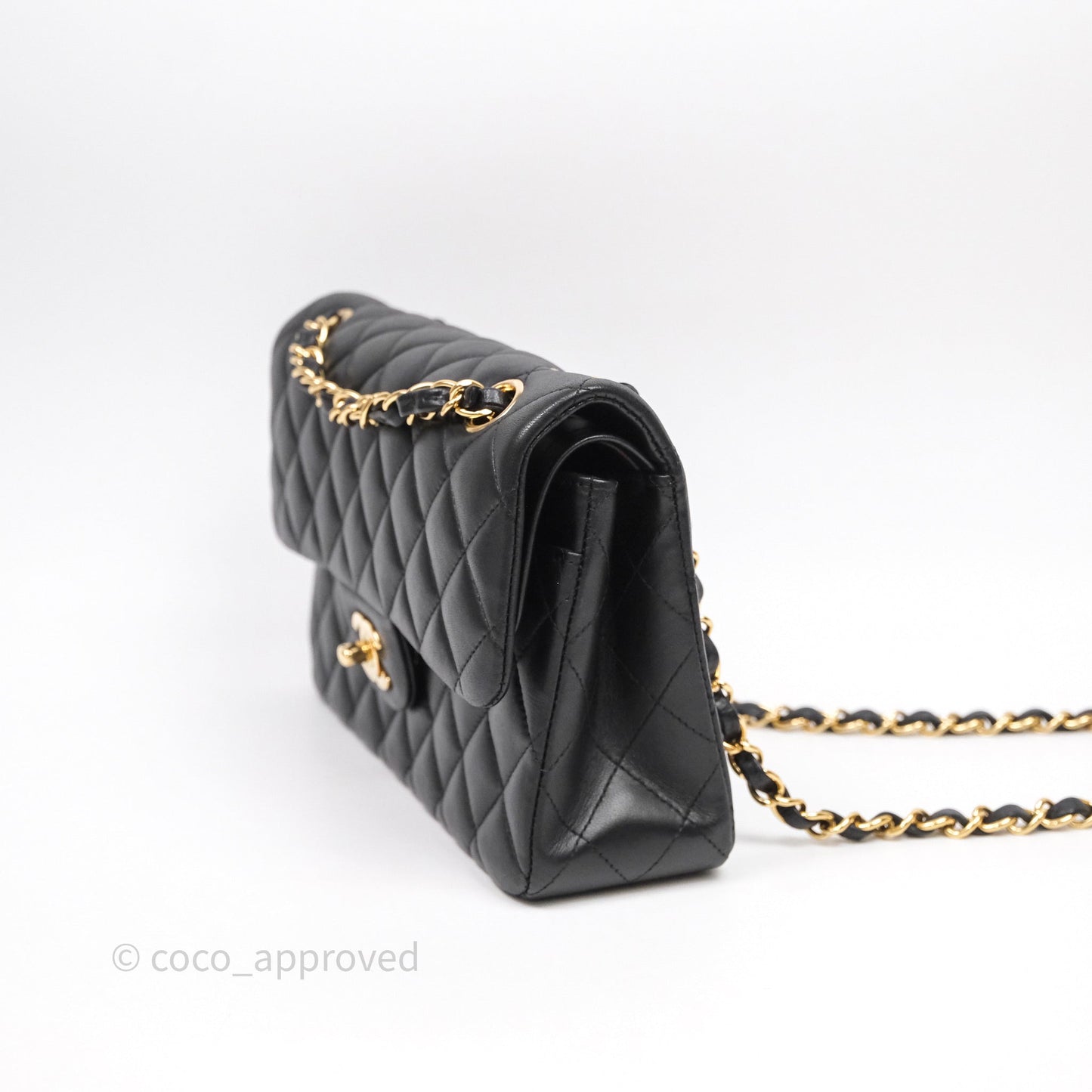 Chanel Small Classic Flap Quilted Black Lambskin Gold Hardware