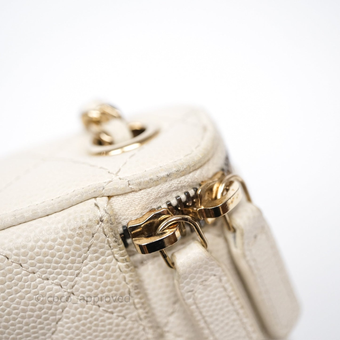 Chanel Classic Mini Vanity With Chain Light Beige Caviar Gold Hardware