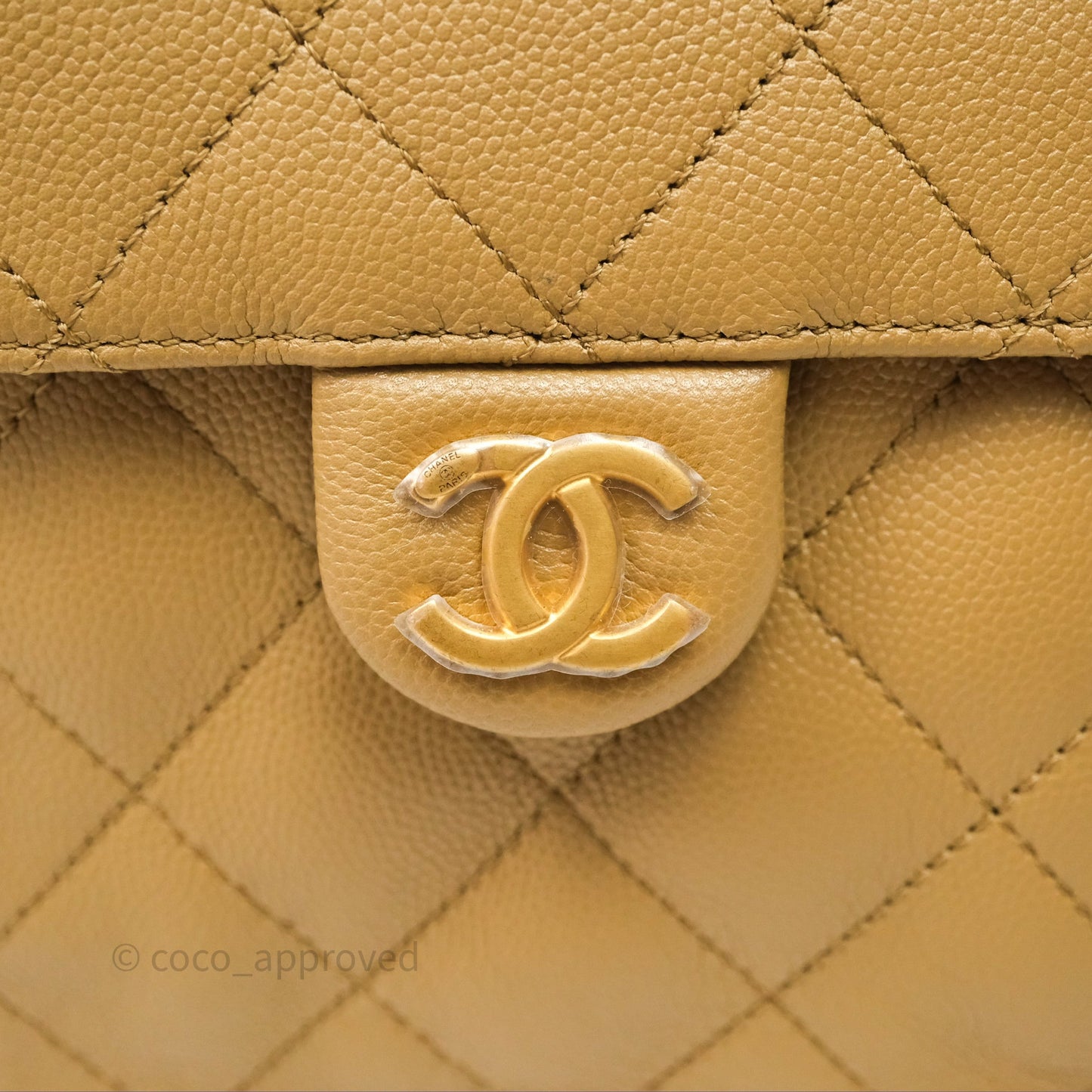Chanel 25 Small Beige Caviar Aged Gold Hardware