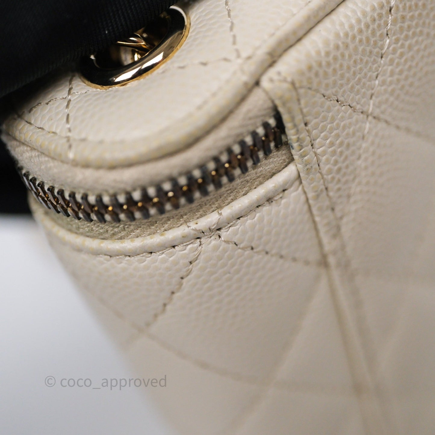 Chanel Classic Mini Vanity With Chain Light Beige Caviar Gold Hardware