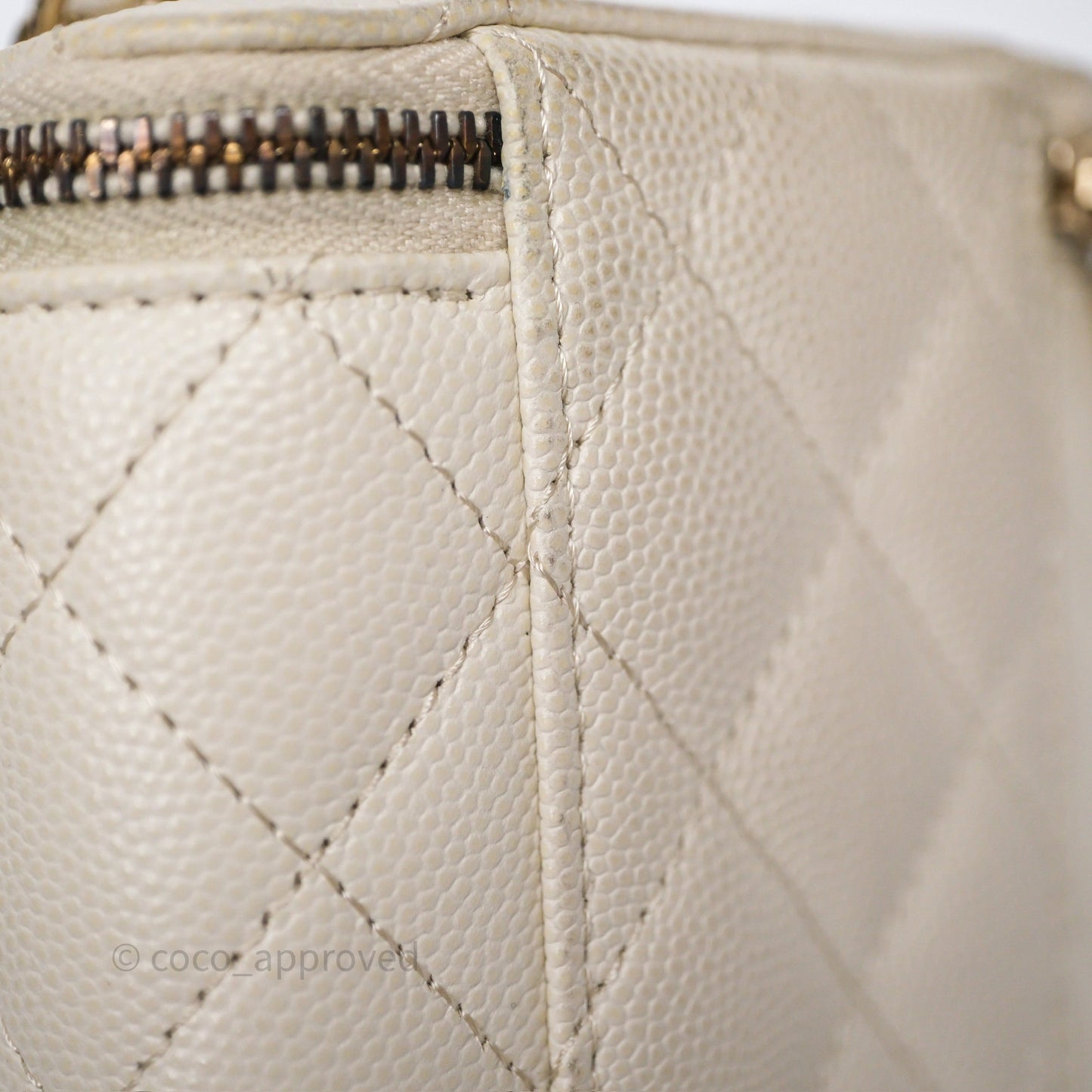 Chanel Classic Mini Vanity With Chain Light Beige Caviar Gold Hardware