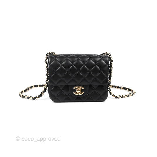 Chanel Mini Square Black Lambskin Gold Hardware