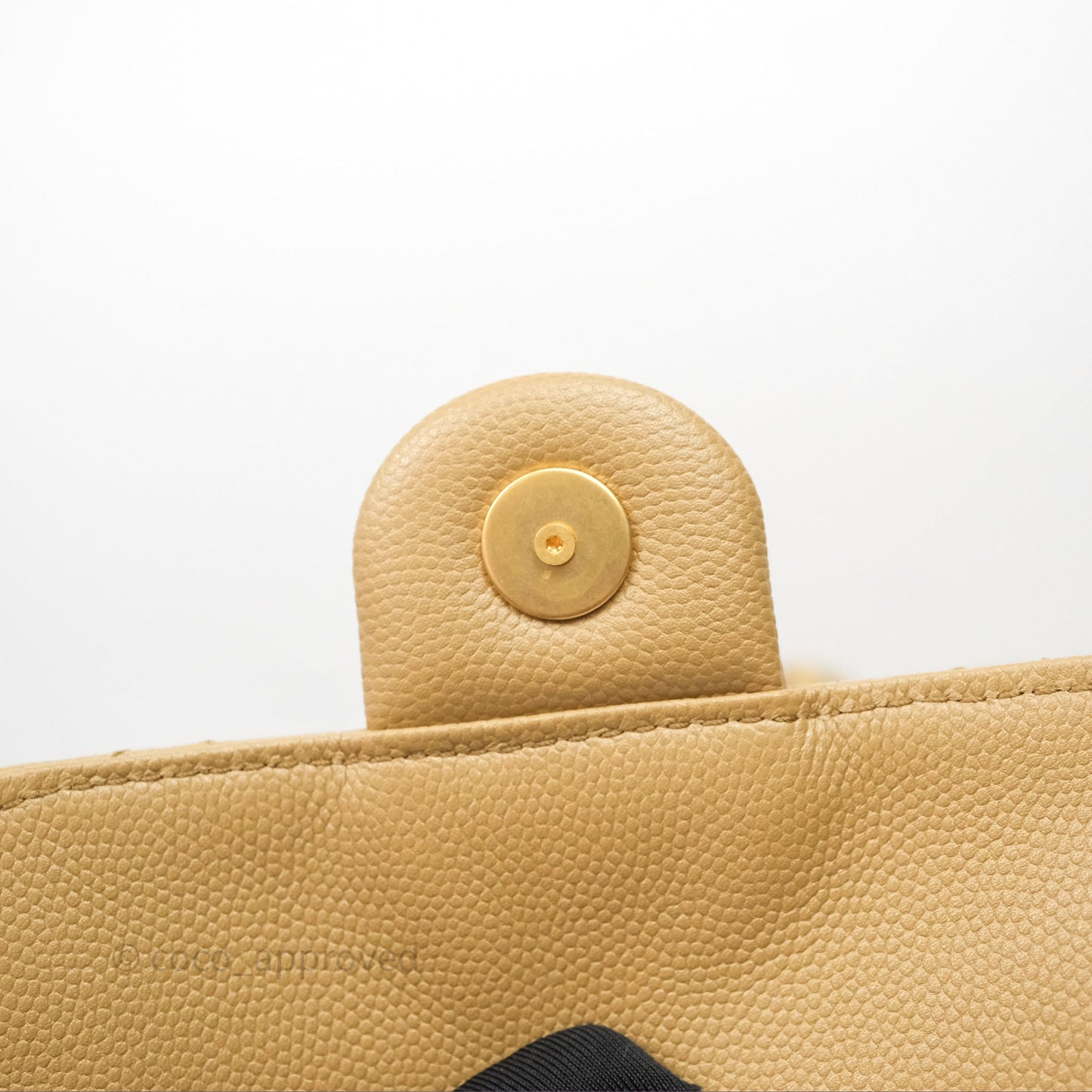 Chanel 25 Small Beige Caviar Aged Gold Hardware