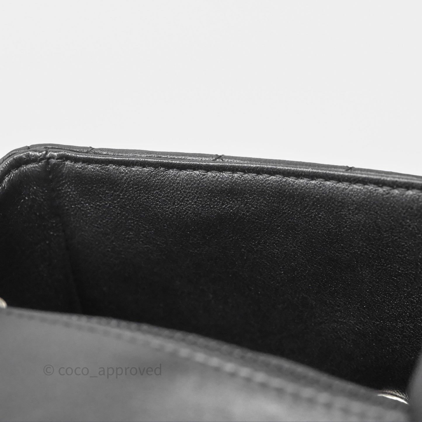 Chanel Quilted Mini Rectangular Flap Black Lambskin Silver Hardware