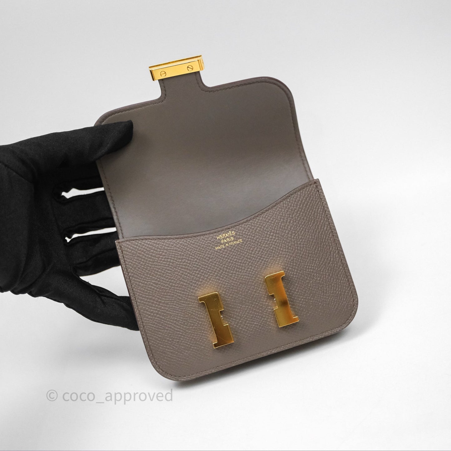 Hermès Constance Slim Wallet Gris Etain 8F Epsom Gold Hardware