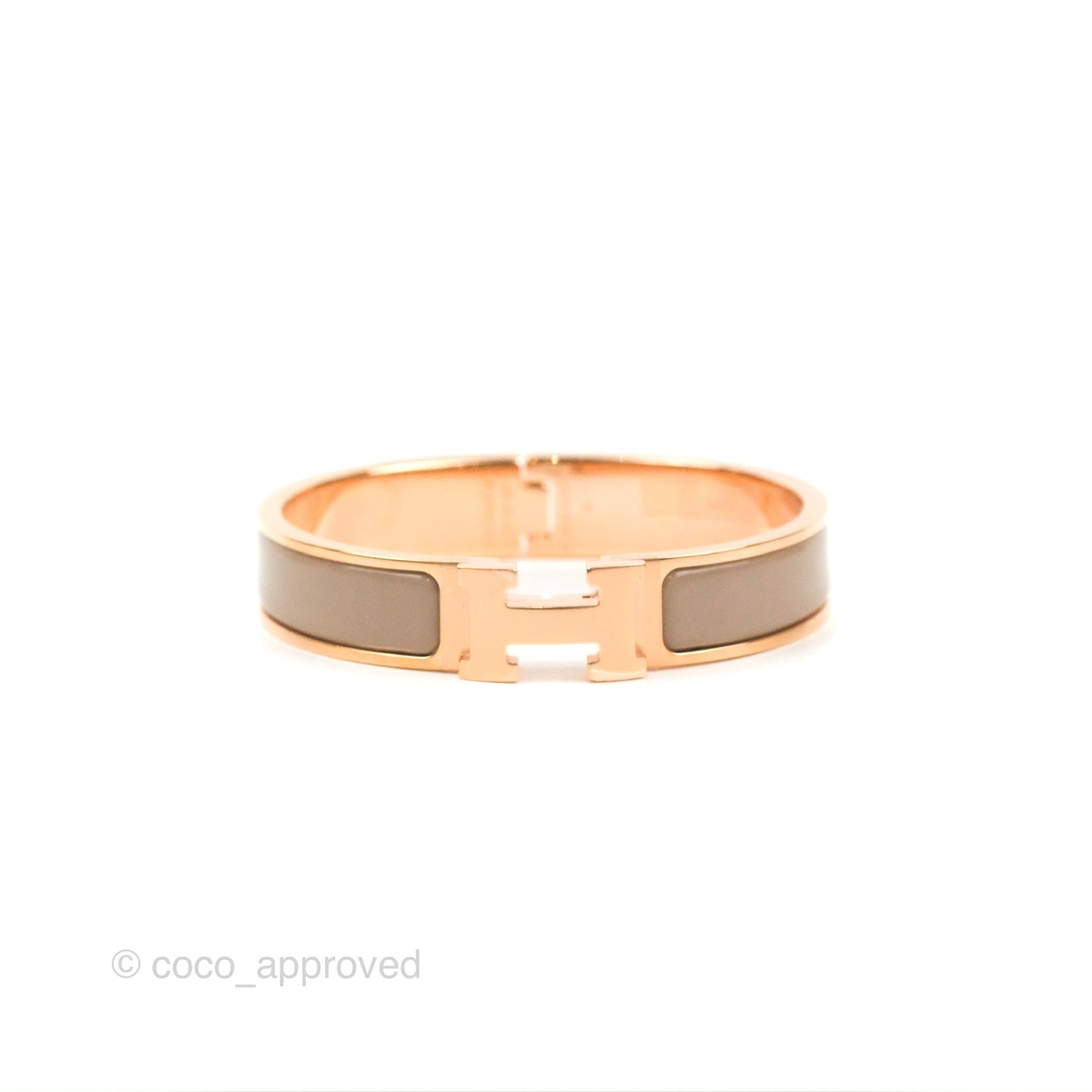 Hermès Clic H Bracelet Marron Glace Rose Gold PM