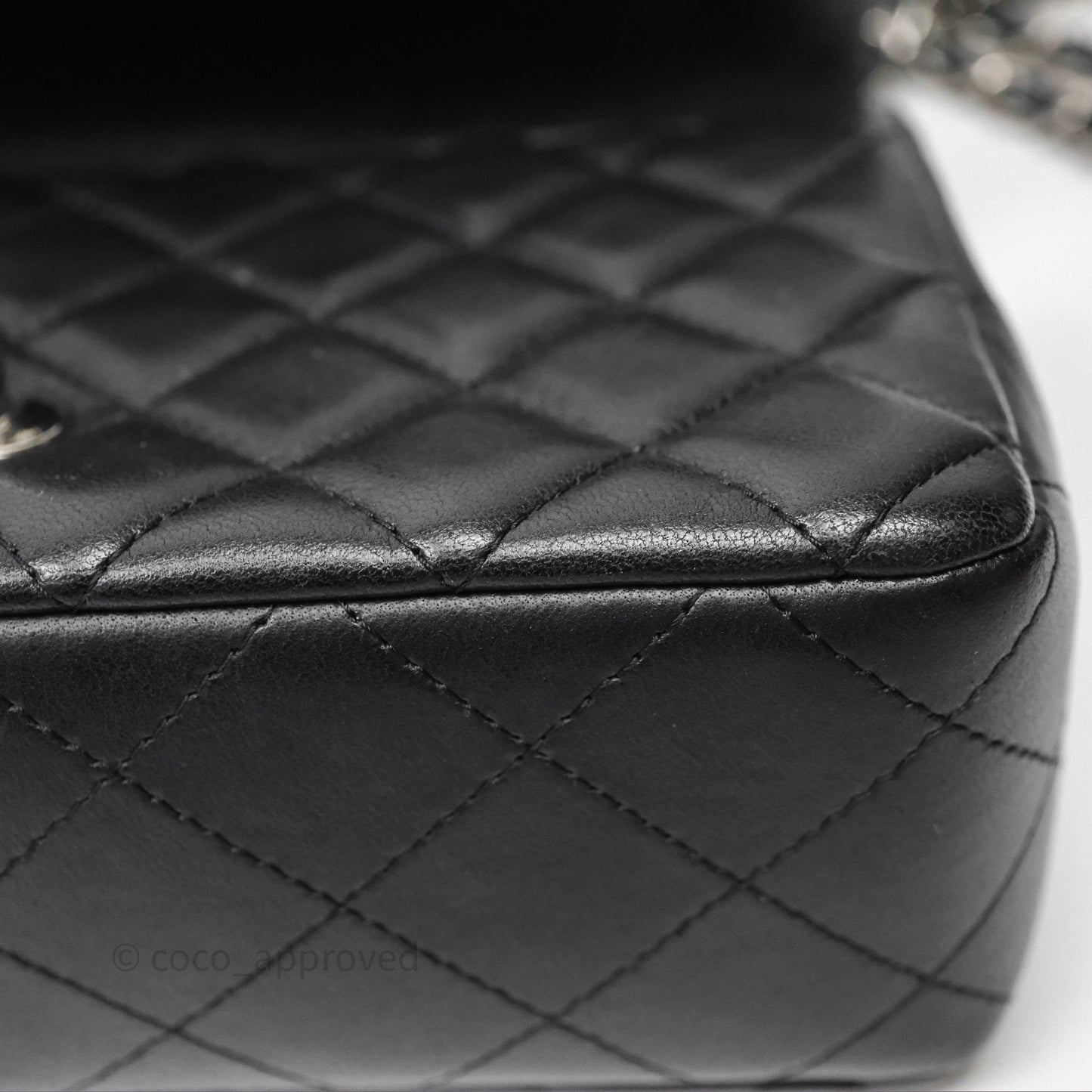Chanel Quilted Mini Rectangular Flap Black Lambskin Silver Hardware