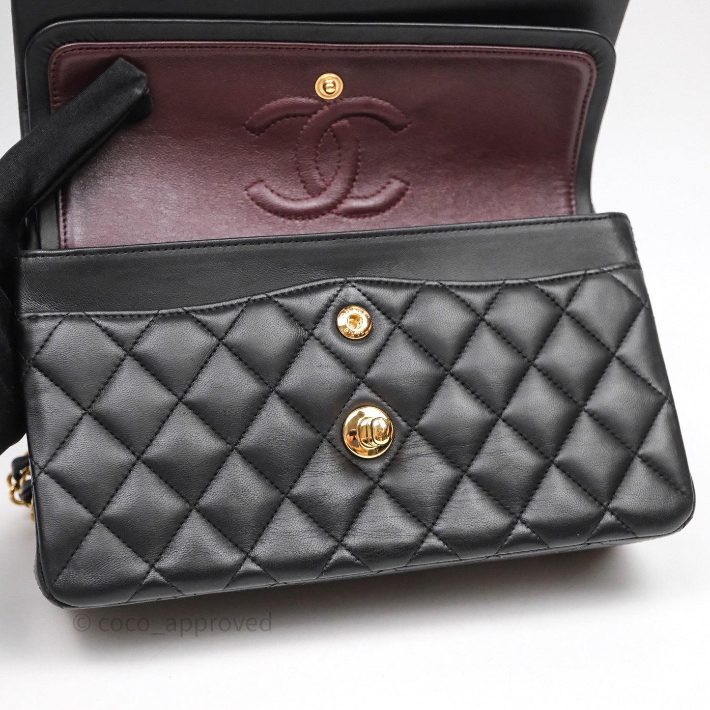 Chanel Small Classic Flap Quilted Black Lambskin Gold Hardware