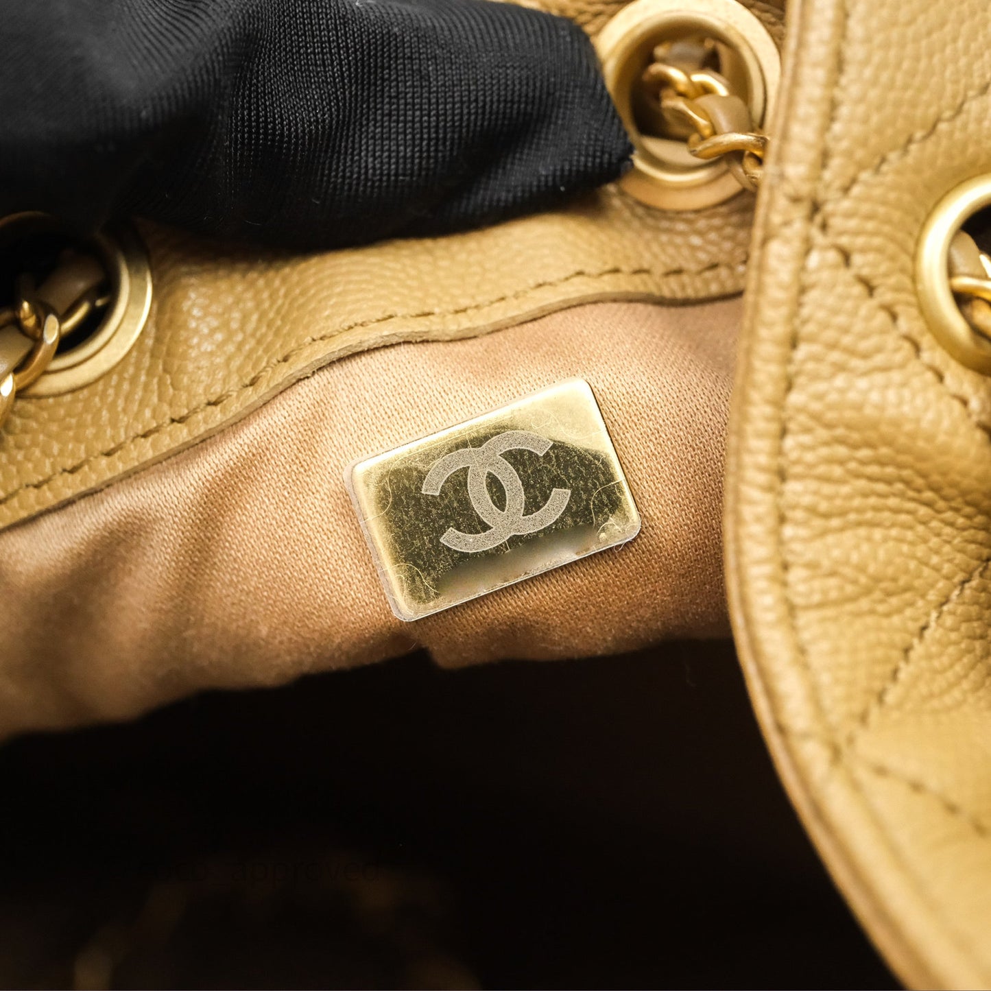 Chanel 25 Small Beige Caviar Aged Gold Hardware