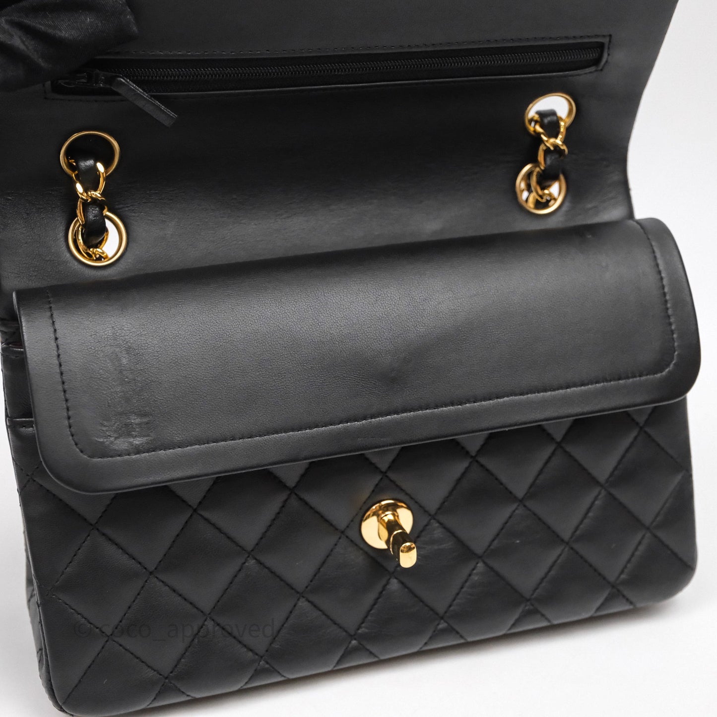 Chanel Small Classic Flap Quilted Black Lambskin Gold Hardware