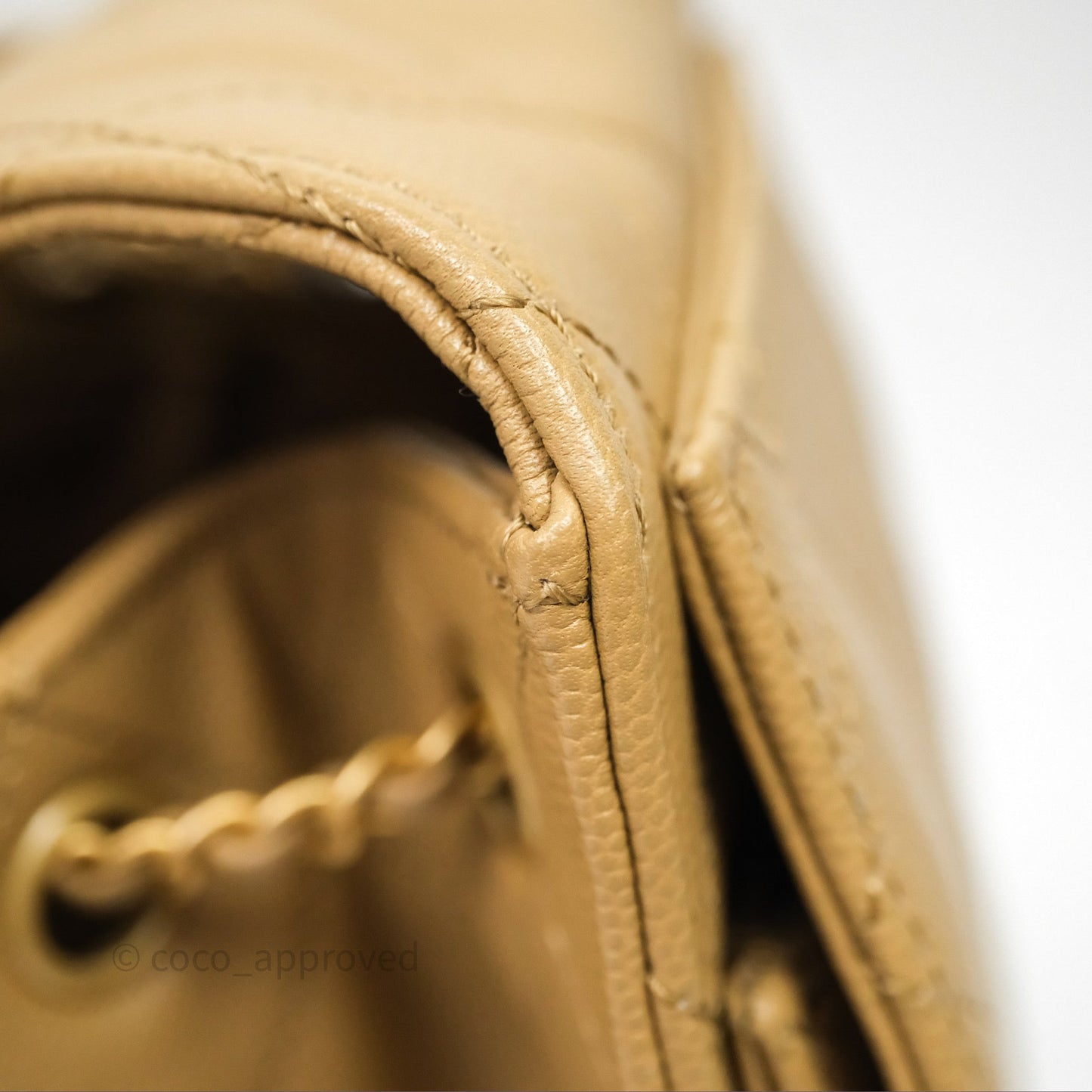 Chanel 25 Small Beige Caviar Aged Gold Hardware