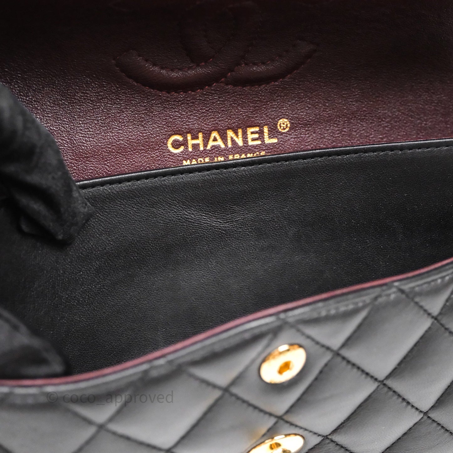Chanel Small Classic Flap Quilted Black Lambskin Gold Hardware