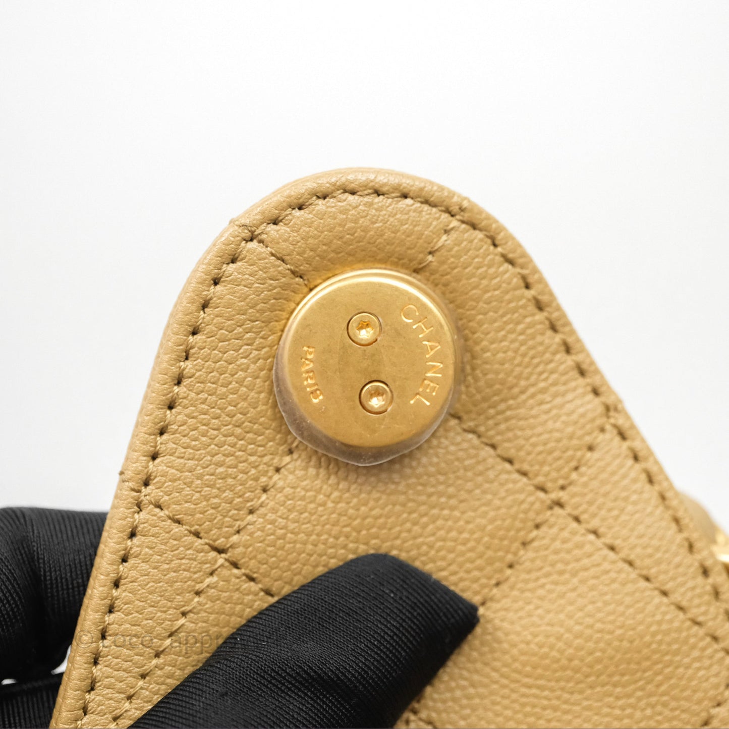 Chanel 25 Small Beige Caviar Aged Gold Hardware