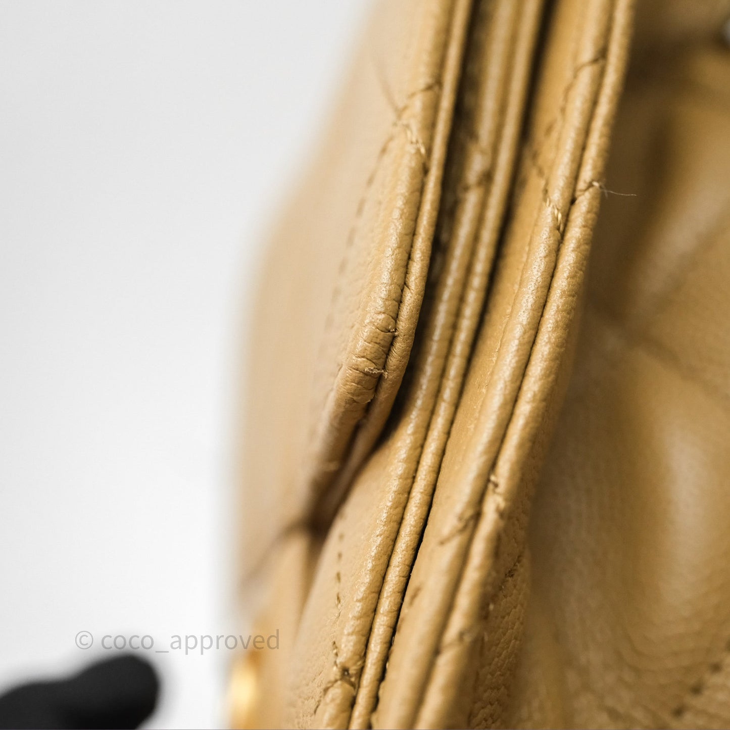 Chanel 25 Small Beige Caviar Aged Gold Hardware