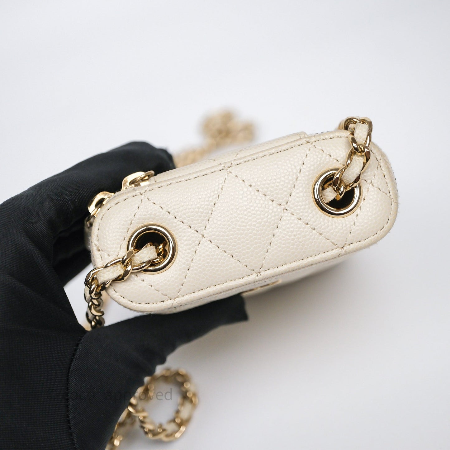 Chanel Classic Mini Vanity With Chain Light Beige Caviar Gold Hardware