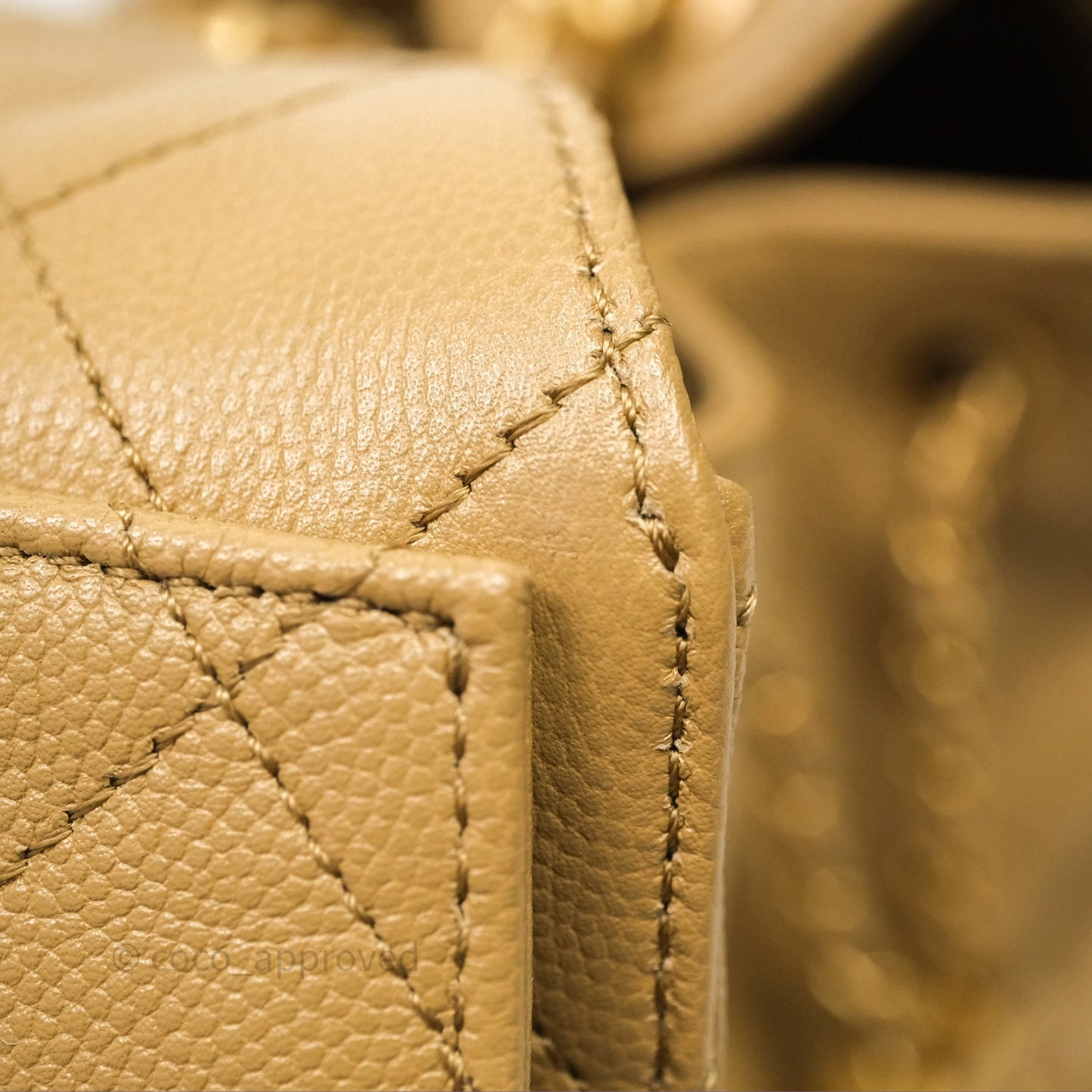 Chanel 25 Small Beige Caviar Aged Gold Hardware