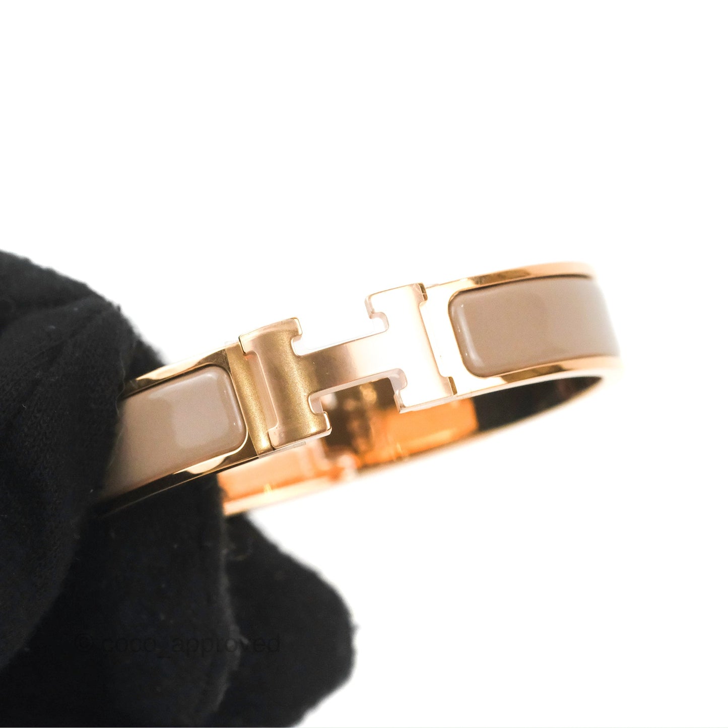 Hermès Clic H Bracelet Marron Glace Rose Gold PM