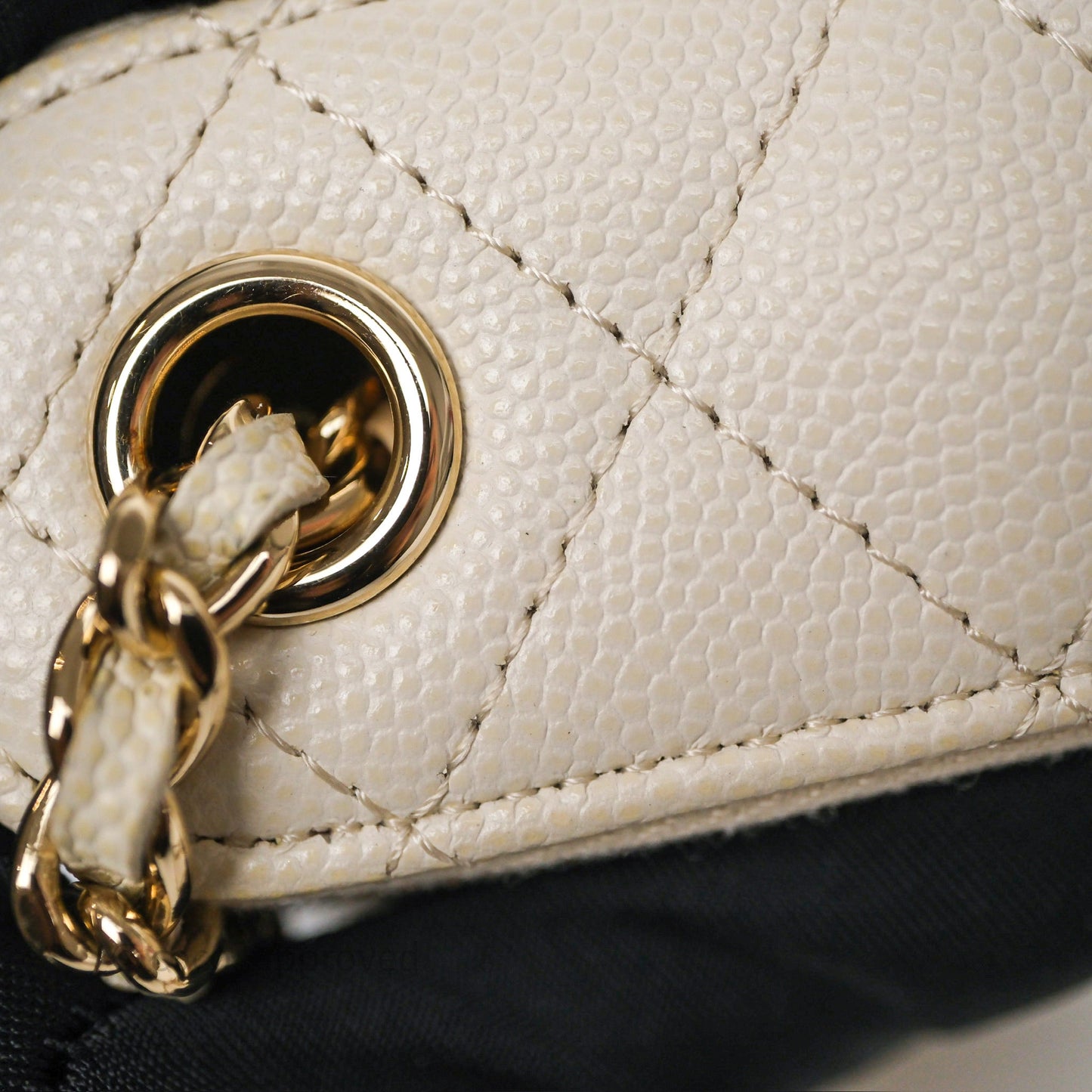 Chanel Classic Mini Vanity With Chain Light Beige Caviar Gold Hardware