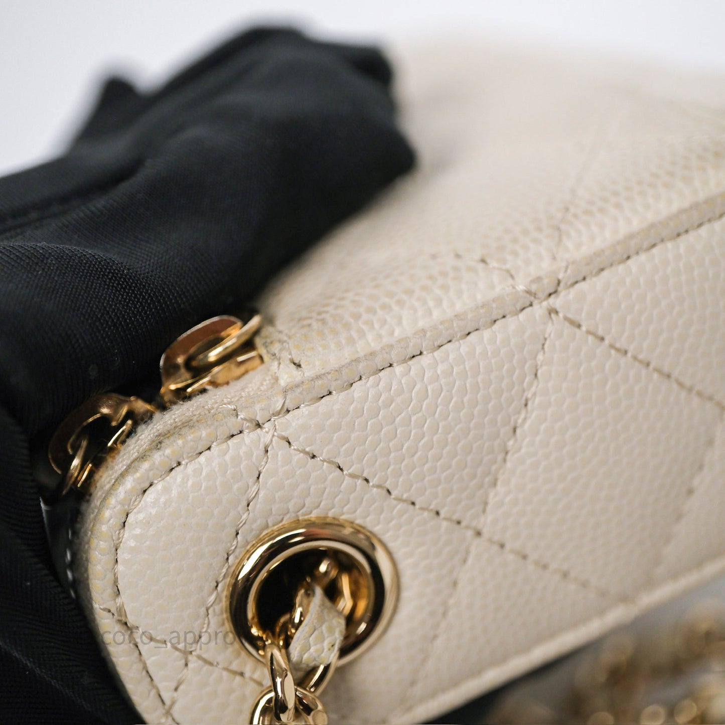 Chanel Classic Mini Vanity With Chain Light Beige Caviar Gold Hardware