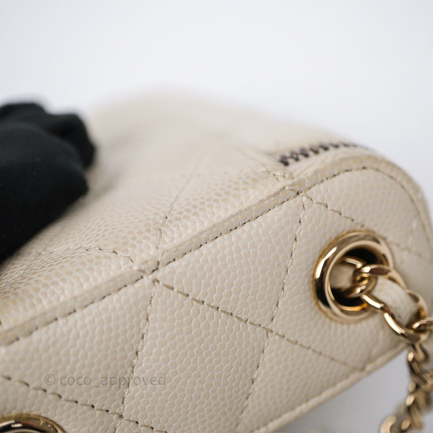 Chanel Classic Mini Vanity With Chain Light Beige Caviar Gold Hardware