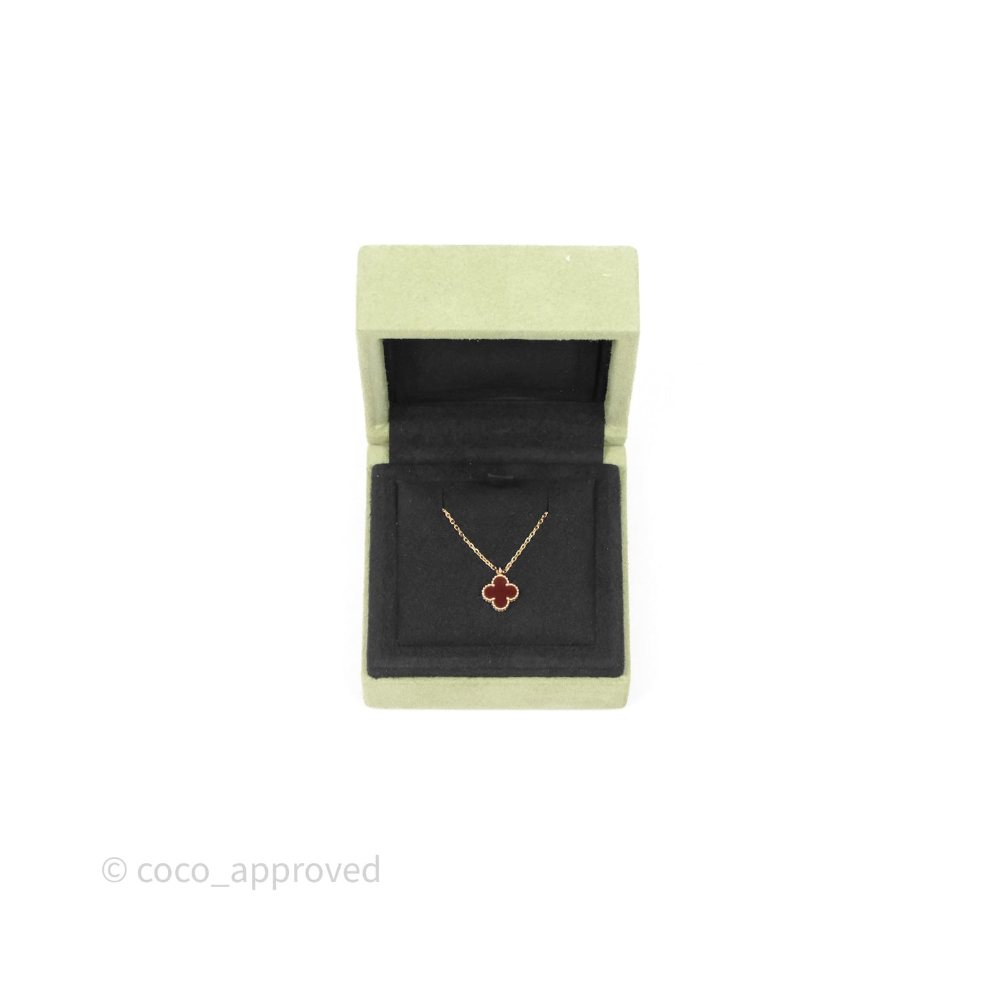 Van Cleef & Arpels Sweet Alhambra Pendant Necklace Red Carnelian Rose Gold