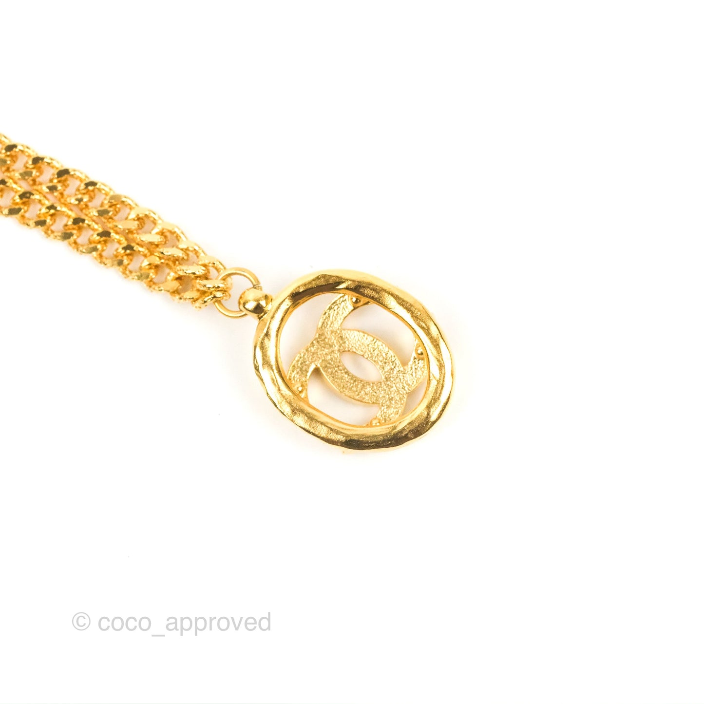 Chanel Oval CC Crystal Drop Necklace Gold Tone 22A