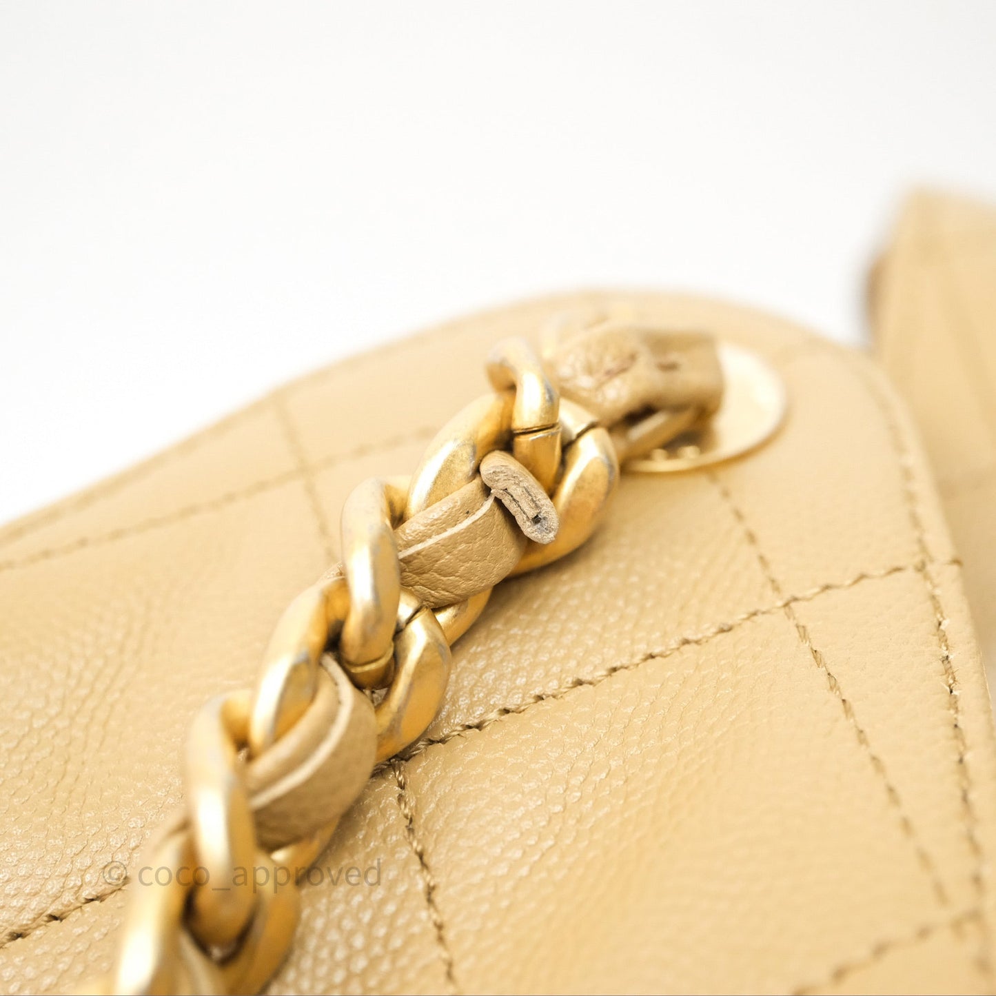 Chanel 25 Small Beige Caviar Aged Gold Hardware