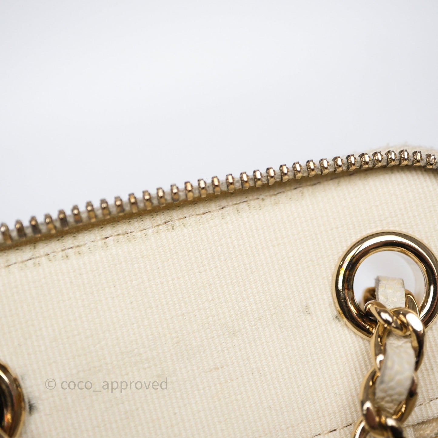 Chanel Classic Mini Vanity With Chain Light Beige Caviar Gold Hardware