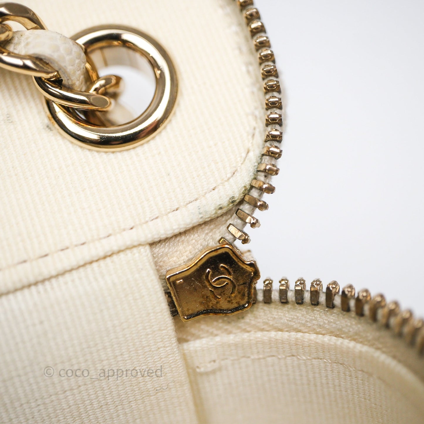 Chanel Classic Mini Vanity With Chain Light Beige Caviar Gold Hardware