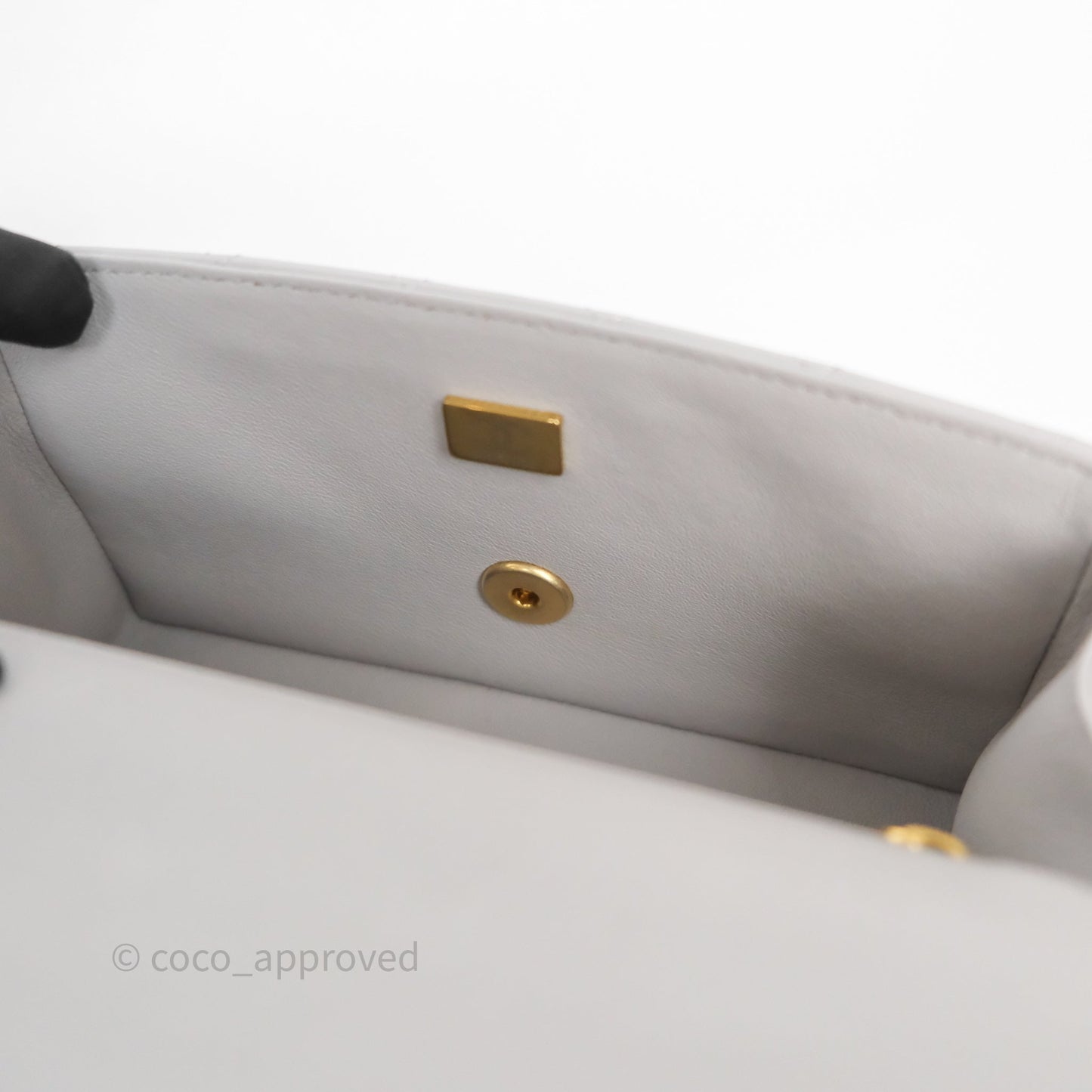 Chanel Top Handle Mini Rectangular Flap Grey Lambskin Aged Gold Hardware