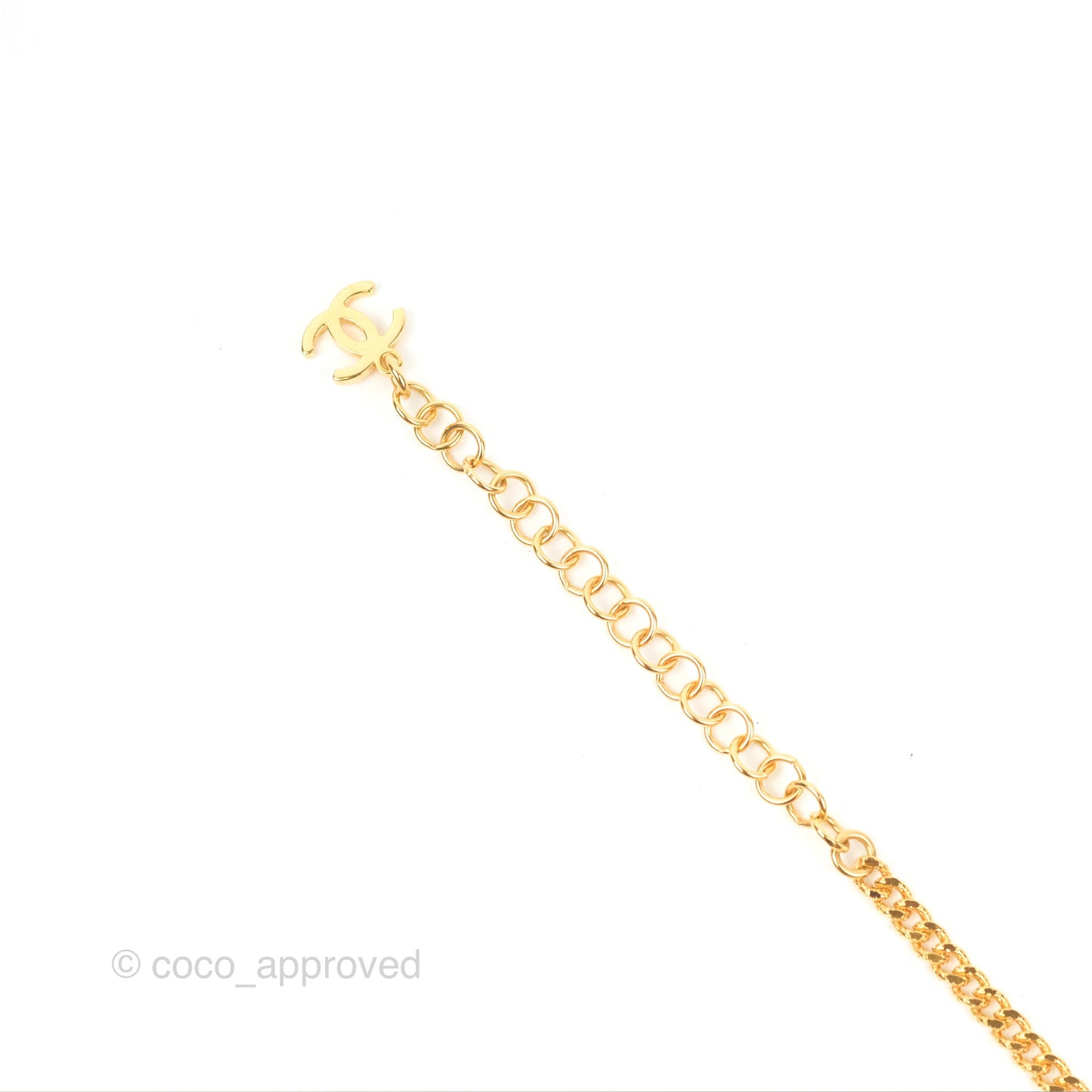 Chanel Oval CC Crystal Drop Necklace Gold Tone 22A