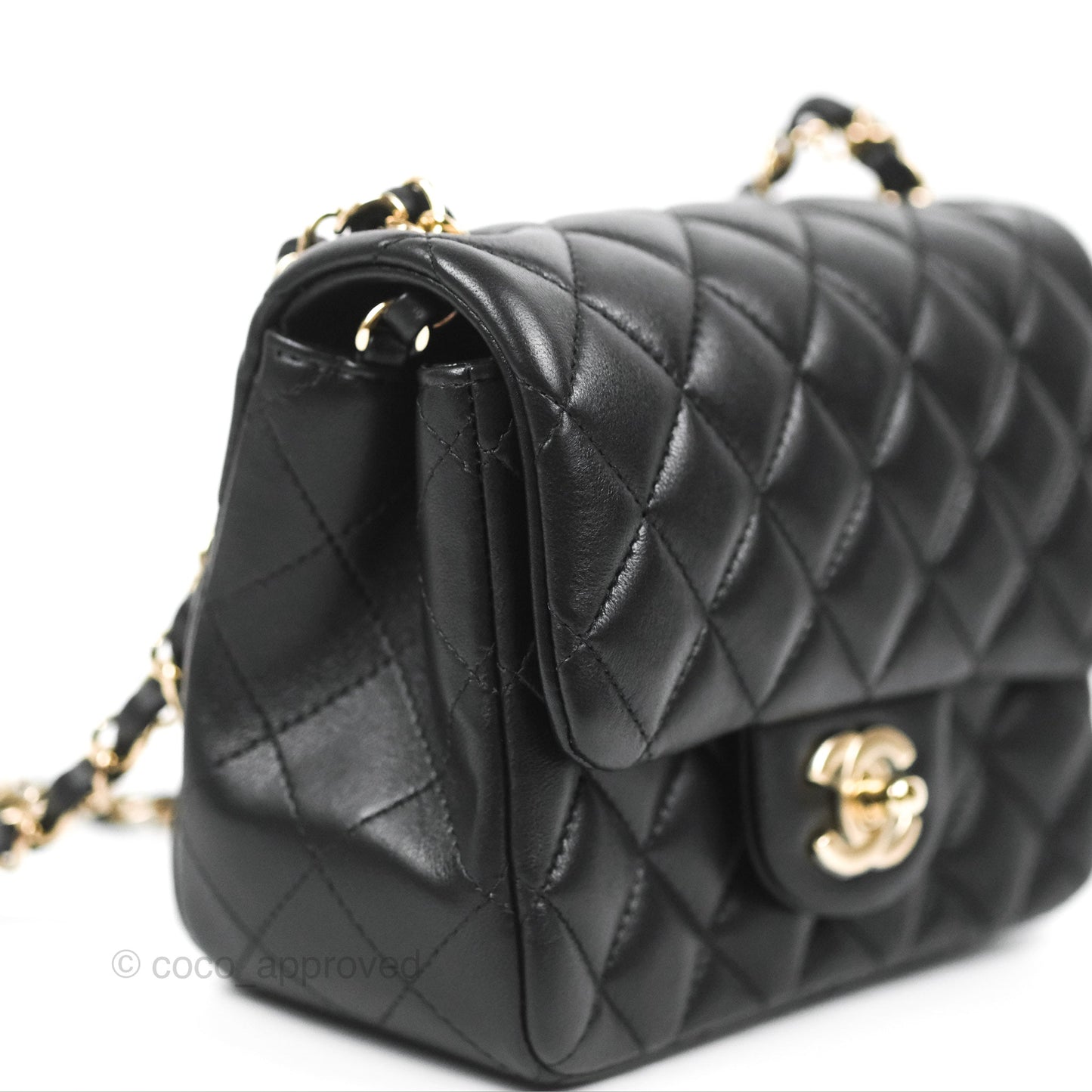 Chanel Mini Square Black Lambskin Gold Hardware