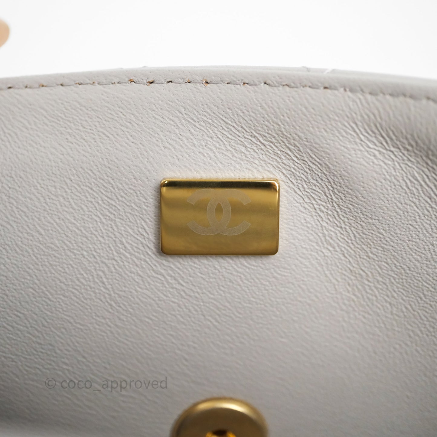 Chanel Top Handle Mini Rectangular Flap Grey Lambskin Aged Gold Hardware