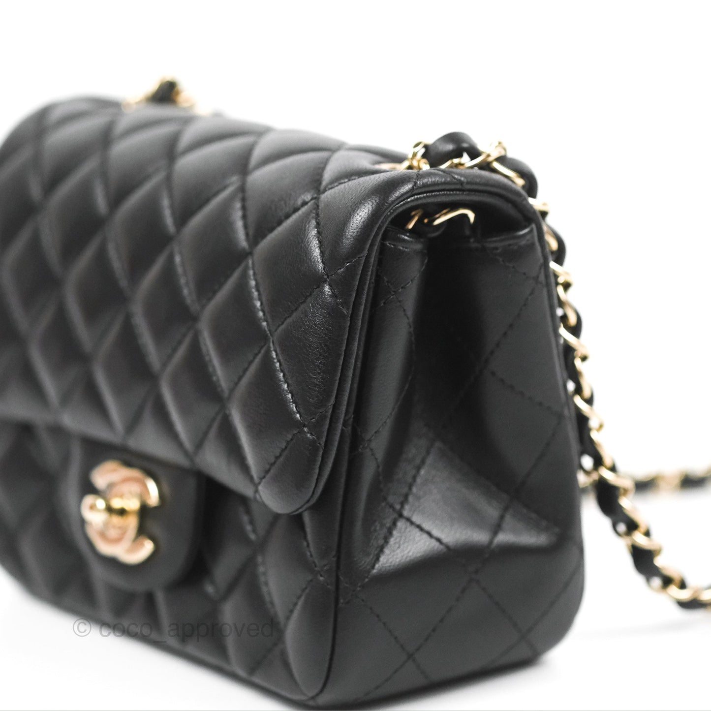 Chanel Mini Square Black Lambskin Gold Hardware