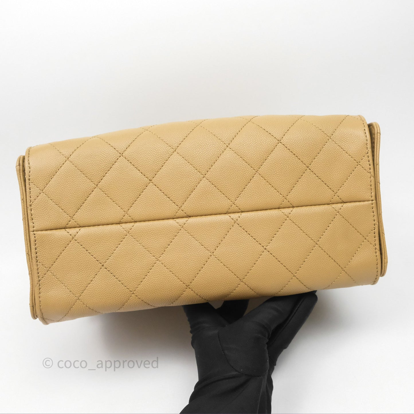Chanel 25 Small Beige Caviar Aged Gold Hardware
