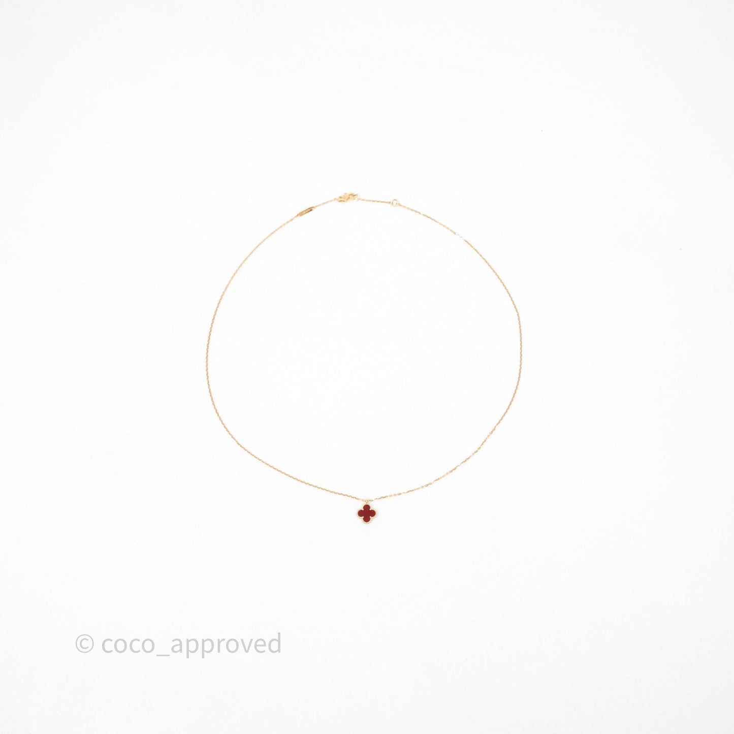 Van Cleef & Arpels Sweet Alhambra Pendant Necklace Red Carnelian Rose Gold