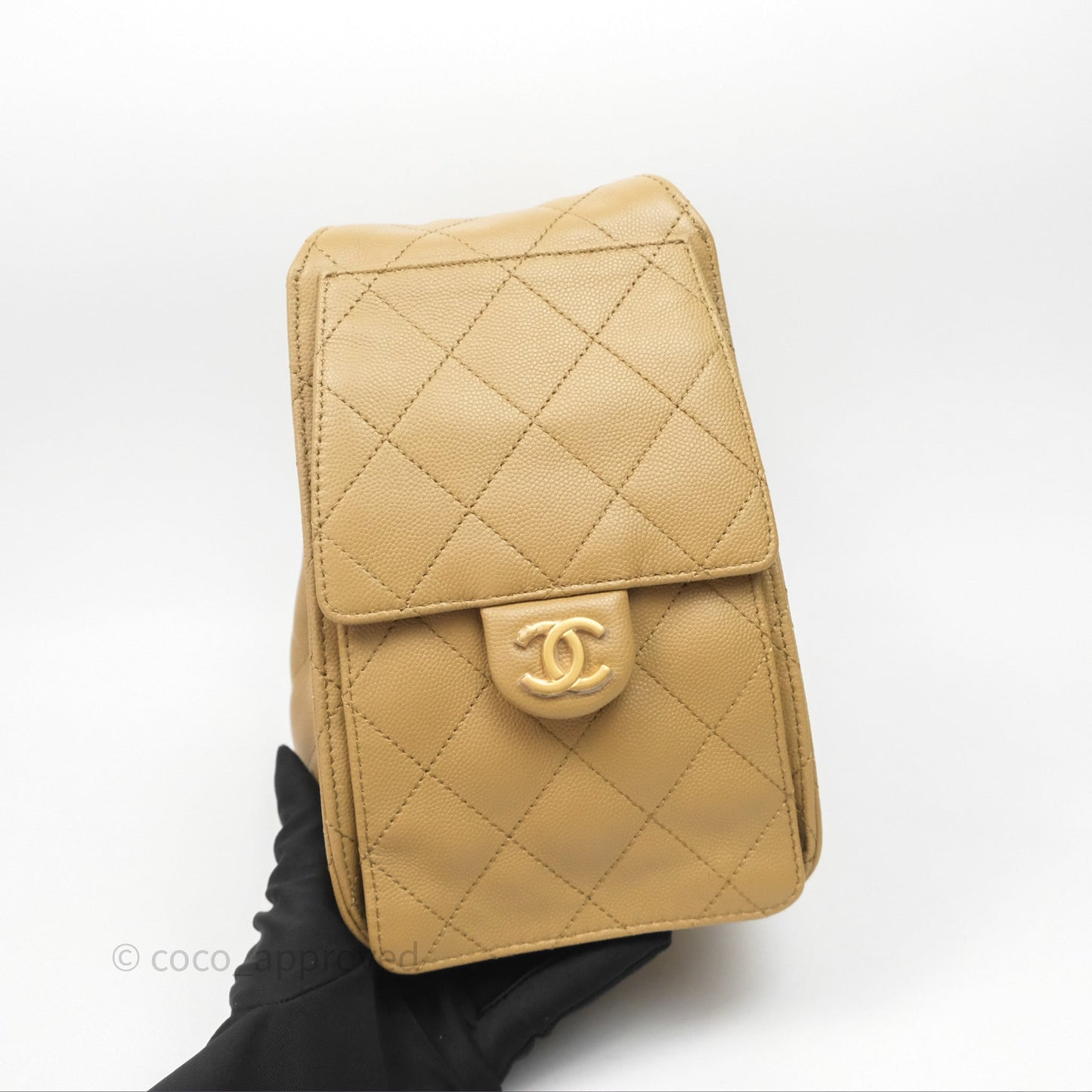 Chanel 25 Small Beige Caviar Aged Gold Hardware