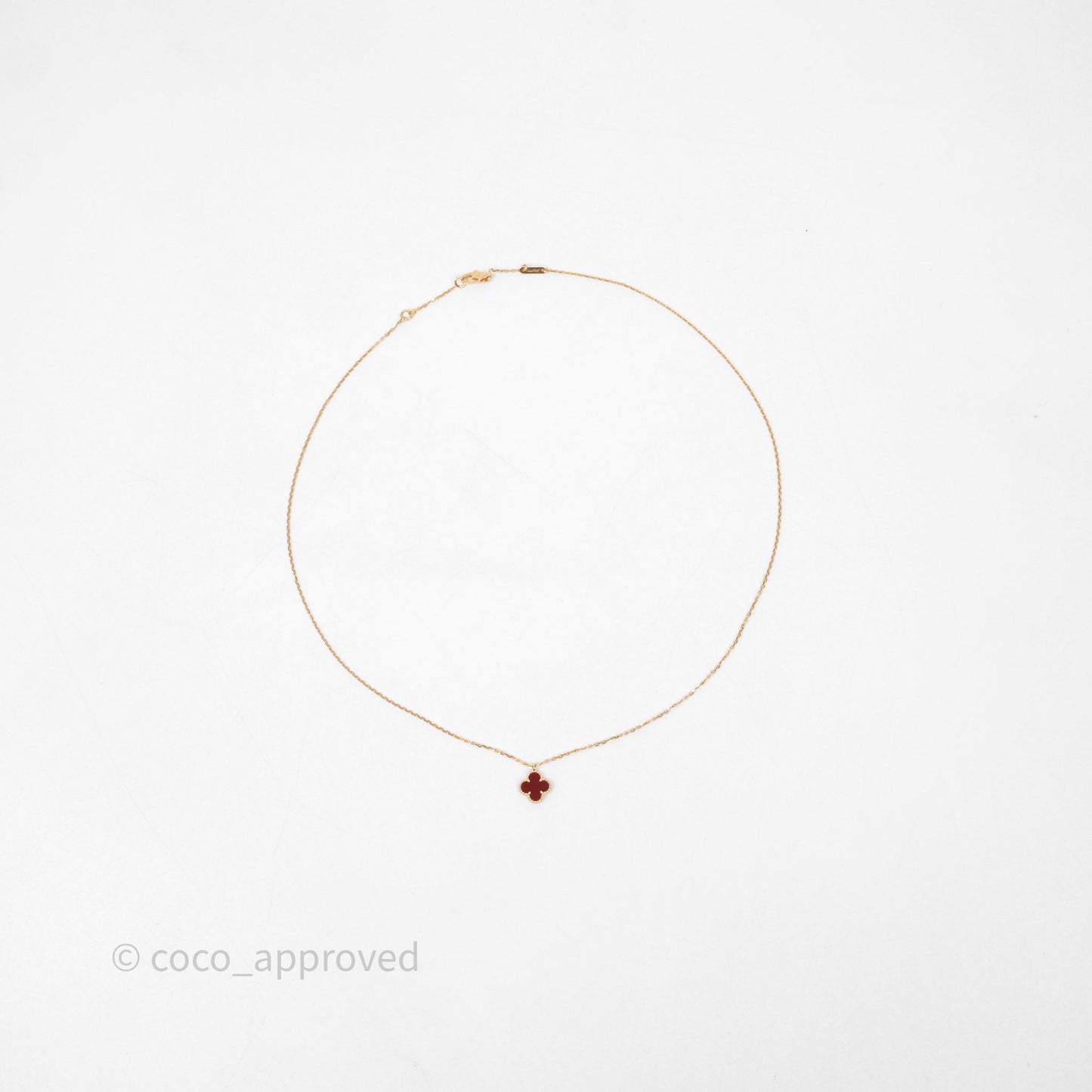 Van Cleef & Arpels Sweet Alhambra Pendant Necklace Red Carnelian Rose Gold