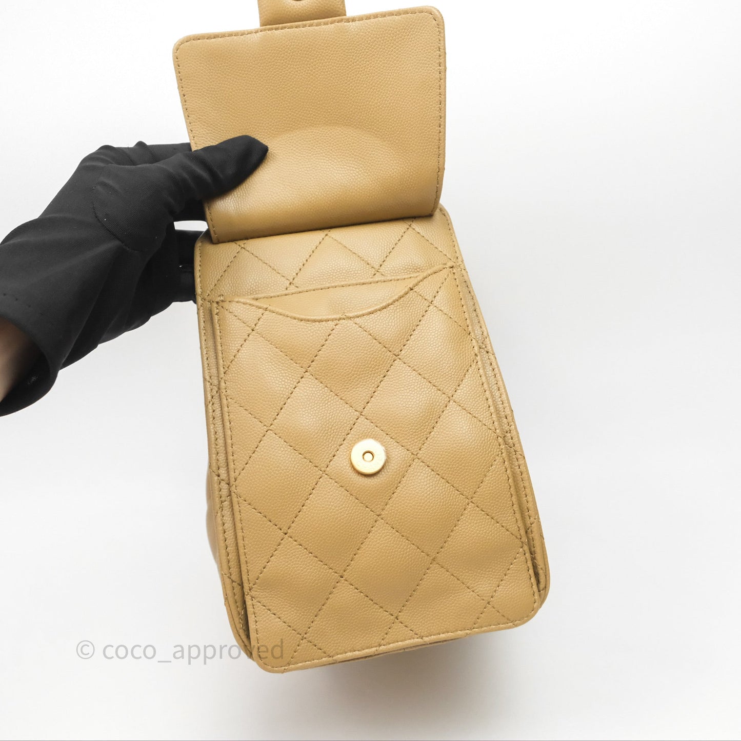 Chanel 25 Small Beige Caviar Aged Gold Hardware