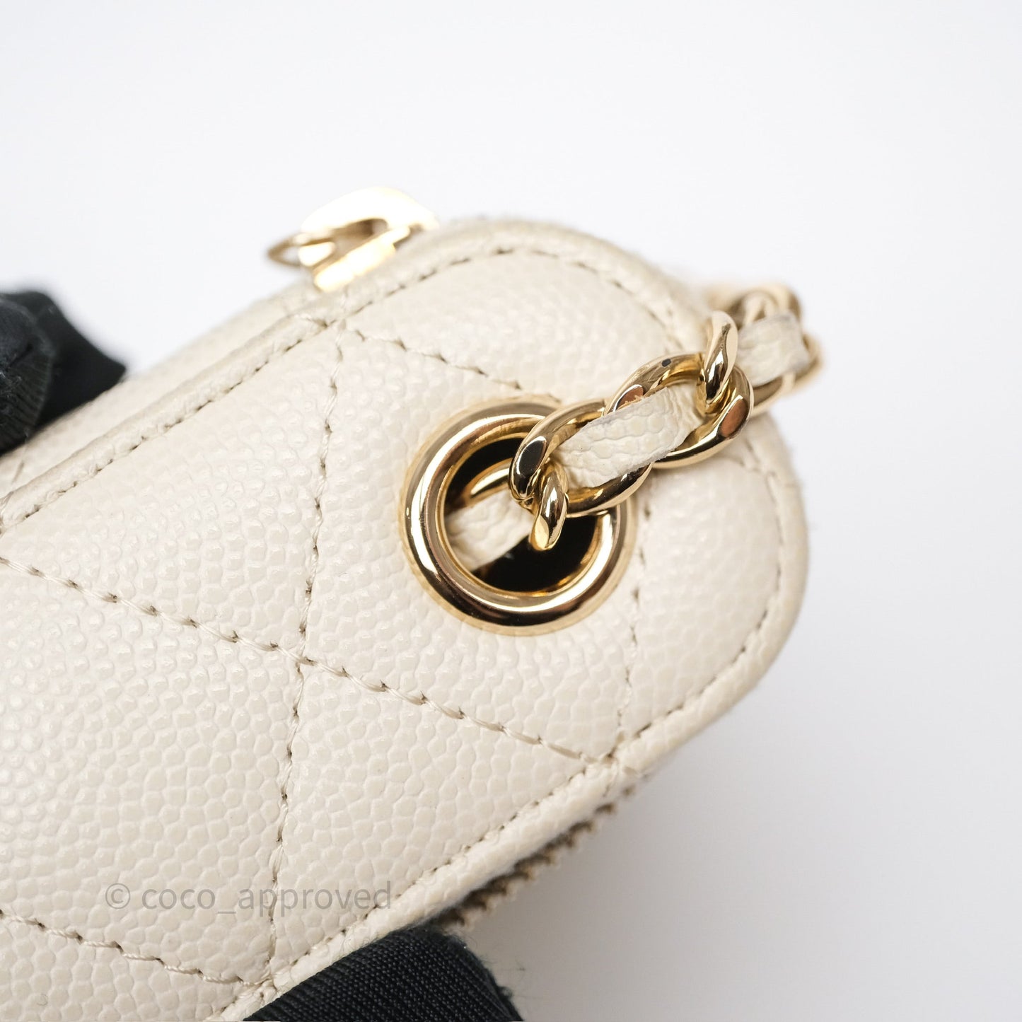 Chanel Classic Mini Vanity With Chain Light Beige Caviar Gold Hardware