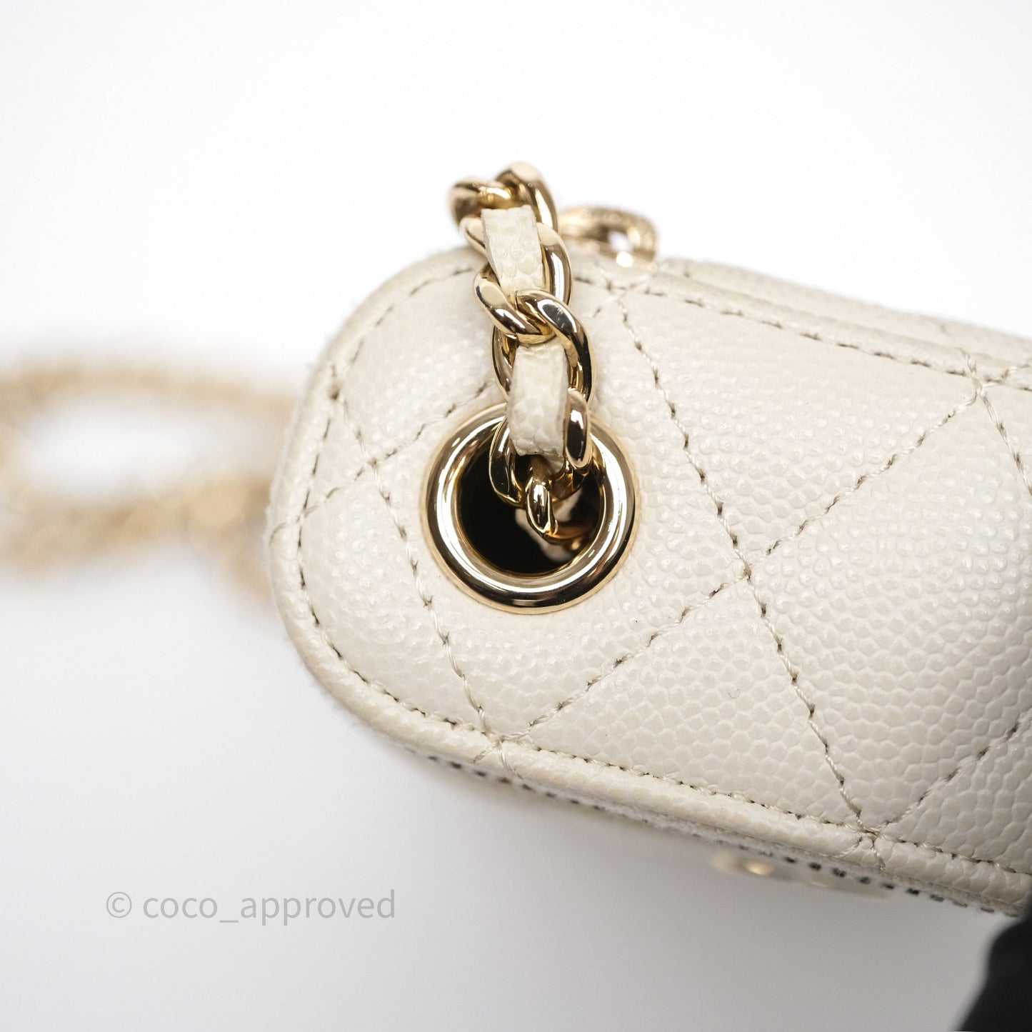 Chanel Classic Mini Vanity With Chain Light Beige Caviar Gold Hardware