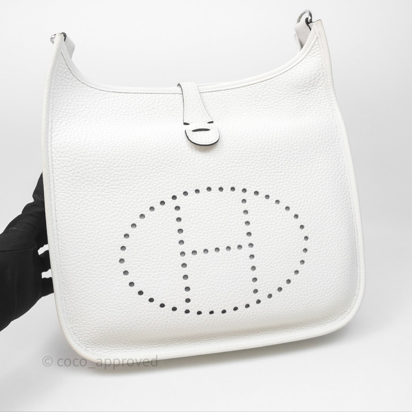 Hermes Evelyne III 29 New White 0U Clemence Palladium Hardware