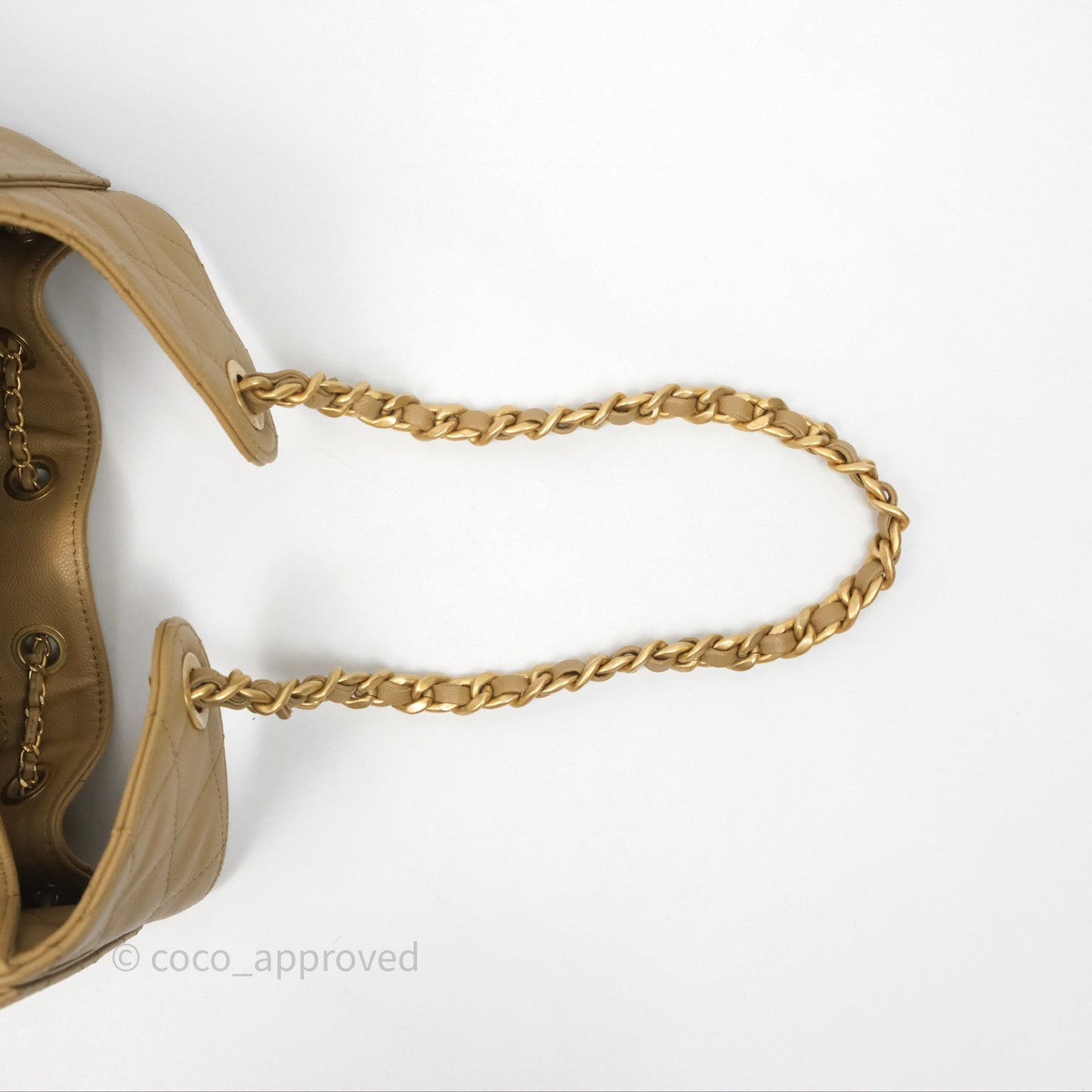 Chanel 25 Small Beige Caviar Aged Gold Hardware